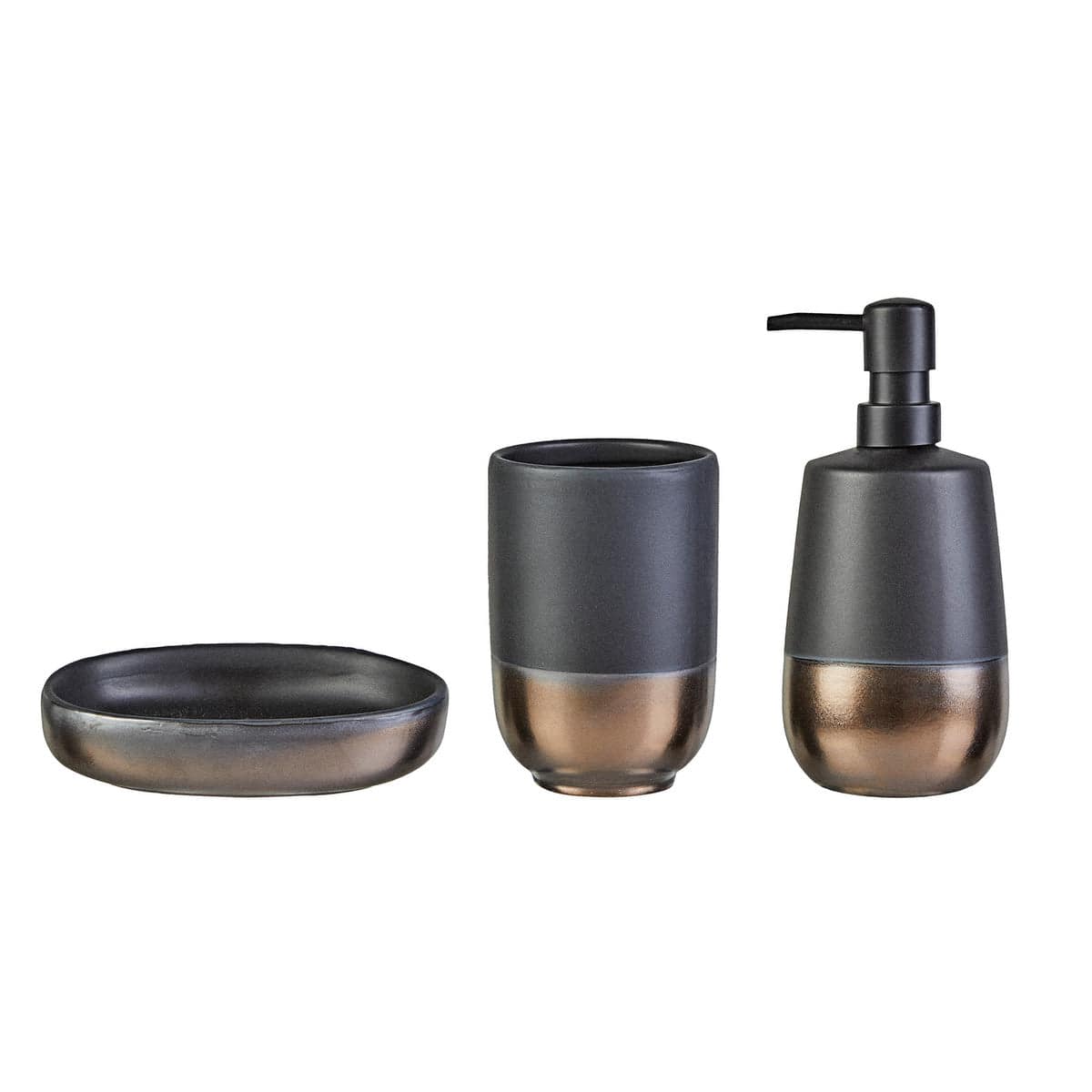 Karaca Black 3 Pcs Bathroom Set 153.20.01.0185 -  Bathroom Accessories | طقم حمام كاراجا أسود 3 قطع - ebarza Furniture UAE | Shop Modern Furniture in Abu Dhabi & Dubai - مفروشات ايبازرا في الامارات | تسوق اثاث عصري وديكورات مميزة في دبي وابوظبي