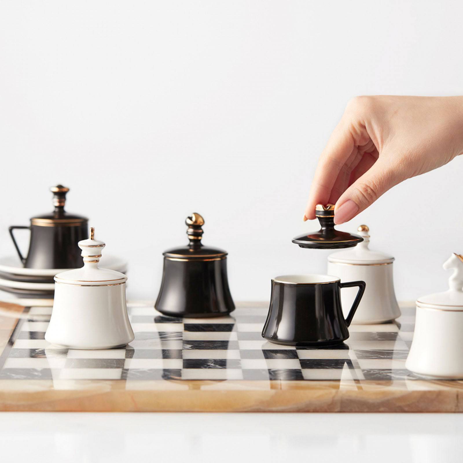 Karaca Chess Set Of 6 Coffee Cups 153.03.06.1507 -  Coffee Sets - ebarza Furniture UAE | Shop Modern Furniture in Abu Dhabi & Dubai - مفروشات ايبازرا في الامارات | تسوق اثاث عصري وديكورات مميزة في دبي وابوظبي