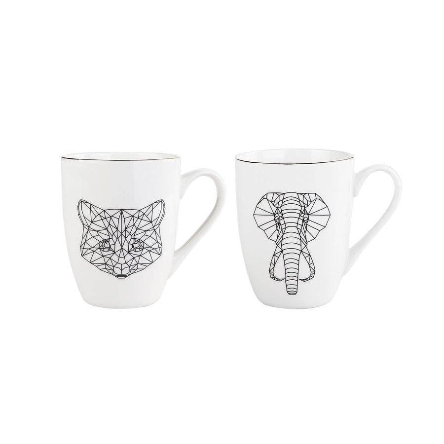 Karaca Draft Cat Mug Of 2 153.03.06.1758 -  Mugs | طقم رسم قطة و فيل كوبين من كراجا - ebarza Furniture UAE | Shop Modern Furniture in Abu Dhabi & Dubai - مفروشات ايبازرا في الامارات | تسوق اثاث عصري وديكورات مميزة في دبي وابوظبي