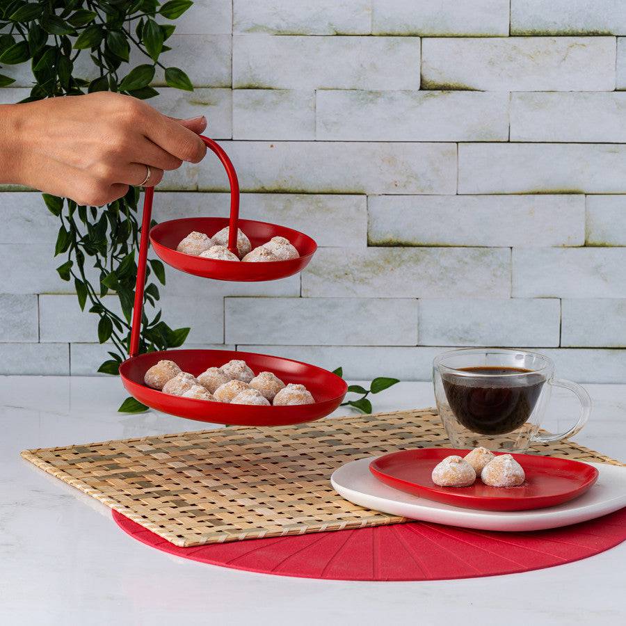 Karaca Eva Red Layered Cookie Holder 153.03.06.5159 -  Cookie Stands | كاراجا إيفا حامل الكعك أحمر الطبقات - ebarza Furniture UAE | Shop Modern Furniture in Abu Dhabi & Dubai - مفروشات ايبازرا في الامارات | تسوق اثاث عصري وديكورات مميزة في دبي وابوظبي