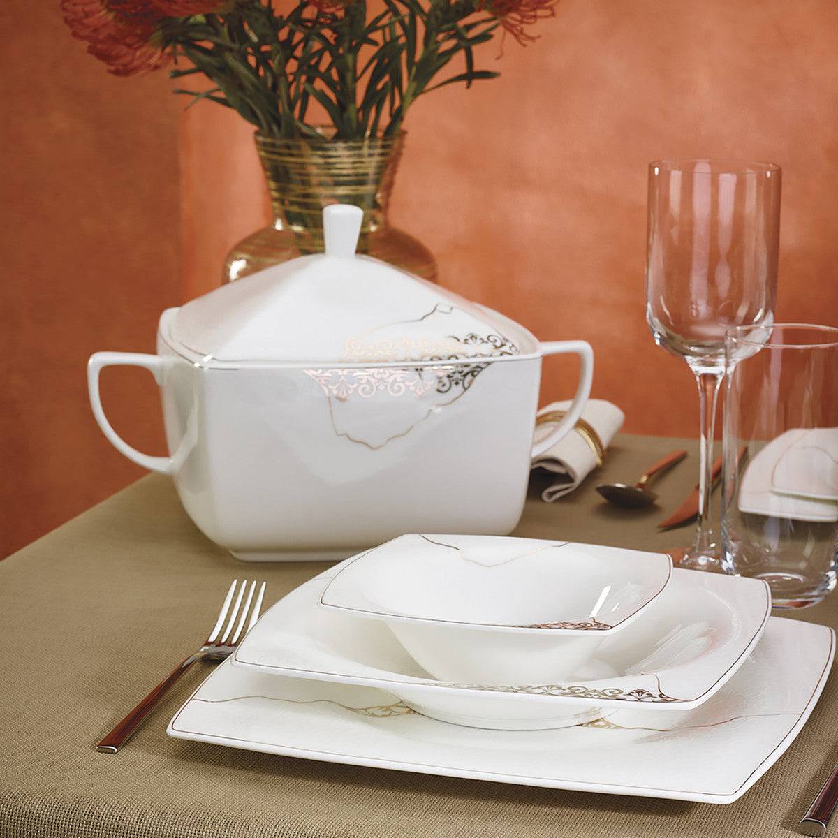 Karaca Fine Pearl Era 62 Pieces Dinnerware Set For 12 Persons 153.03.08.1114 -  Dinnerware Sets | كاراجا فاين بيرل إيرا طقم أواني الطعام 62 قطعة تكفي 12 شخصًا - ebarza Furniture UAE | Shop Modern Furniture in Abu Dhabi & Dubai - مفروشات ايبازرا في الامارات | تسوق اثاث عصري وديكورات مميزة في دبي وابوظبي