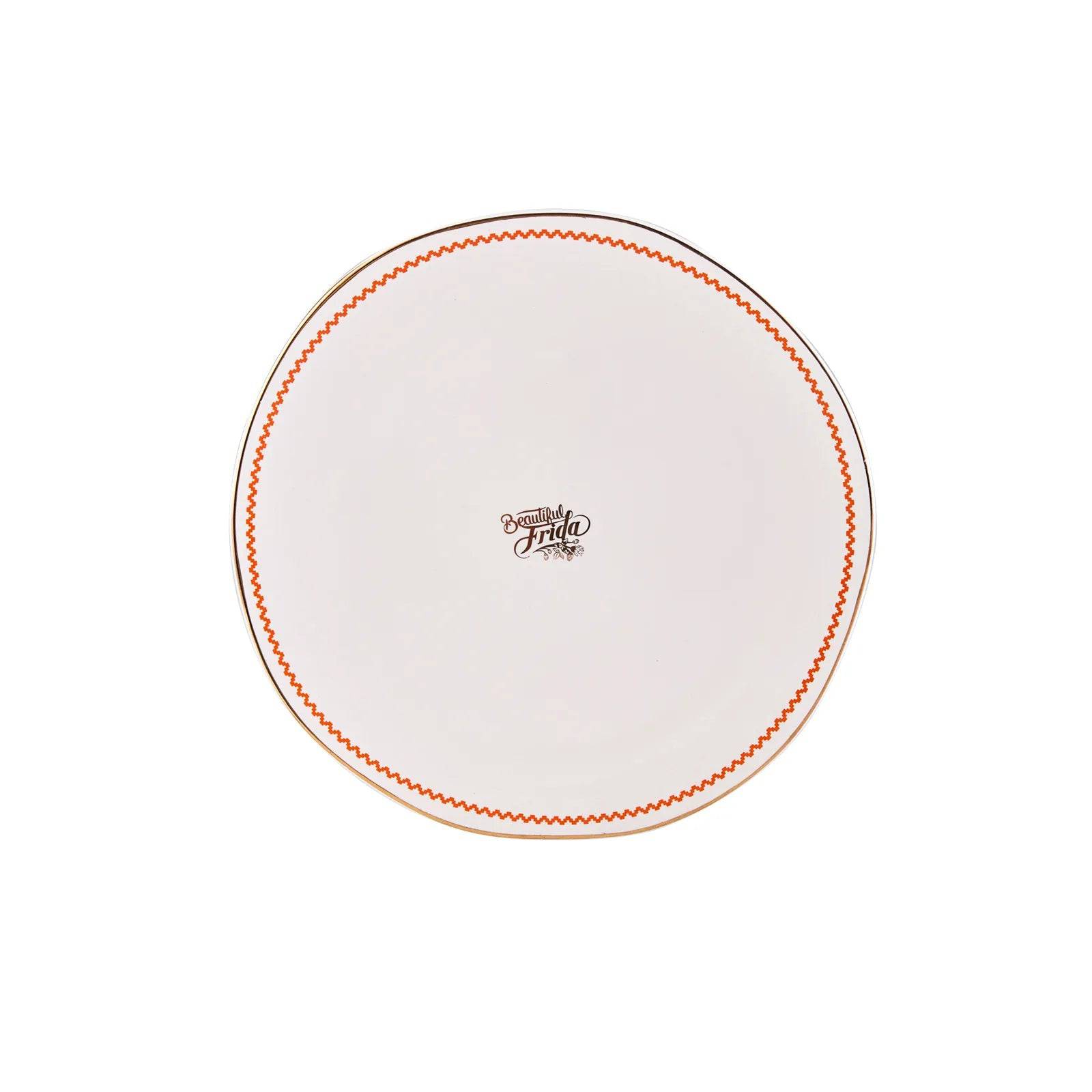 Karaca Frida Kahlo Serving Plate - White 153.03.07.9644 -  Plates | طبق التقديم كاراجا فريدا كاهلو - أبيض - ebarza Furniture UAE | Shop Modern Furniture in Abu Dhabi & Dubai - مفروشات ايبازرا في الامارات | تسوق اثاث عصري وديكورات مميزة في دبي وابوظبي