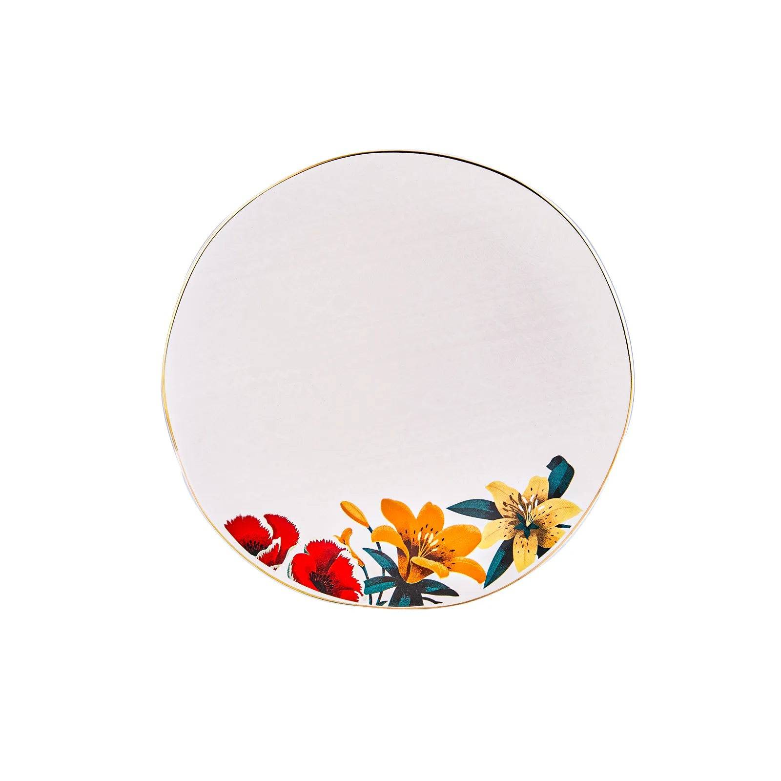 Karaca Frida Kahlo Serving Plate - White 153.03.07.9644 -  Plates | طبق التقديم كاراجا فريدا كاهلو - أبيض - ebarza Furniture UAE | Shop Modern Furniture in Abu Dhabi & Dubai - مفروشات ايبازرا في الامارات | تسوق اثاث عصري وديكورات مميزة في دبي وابوظبي