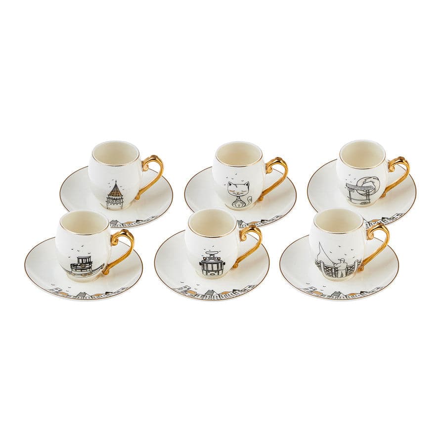 Karaca Galata Set Of 6 Coffee Cups 153.03.06.4472 -  Coffee Sets | طقم فناجين قهوة كاراجا جالاتا 6 فناجين - ebarza Furniture UAE | Shop Modern Furniture in Abu Dhabi & Dubai - مفروشات ايبازرا في الامارات | تسوق اثاث عصري وديكورات مميزة في دبي وابوظبي