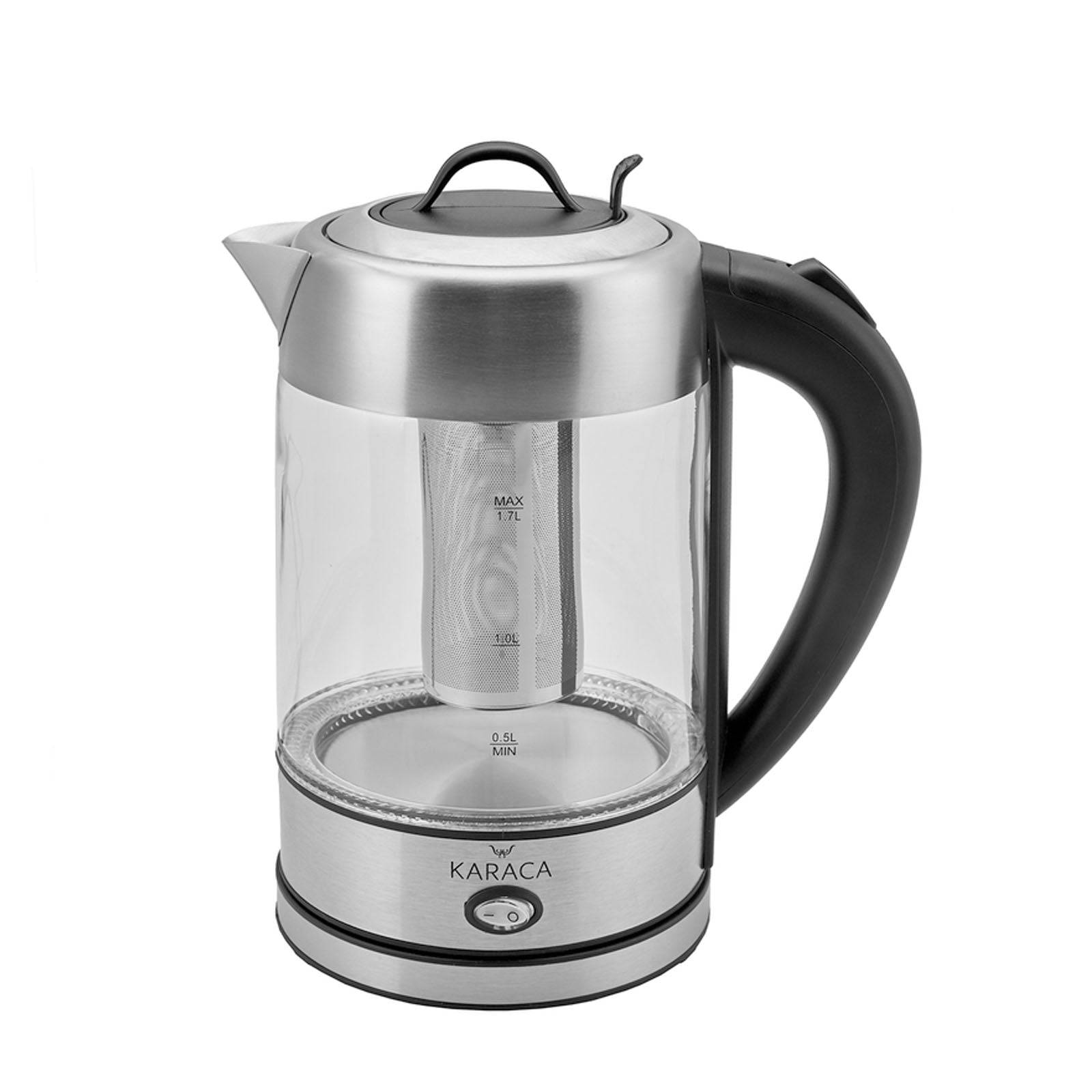 Karaca Glass Herbal Tea Maker With Led Lighting Inox 2202 153.01.06.1780/153.01.06.4887 -  Kitchen Appliances - ebarza Furniture UAE | Shop Modern Furniture in Abu Dhabi & Dubai - مفروشات ايبازرا في الامارات | تسوق اثاث عصري وديكورات مميزة في دبي وابوظبي