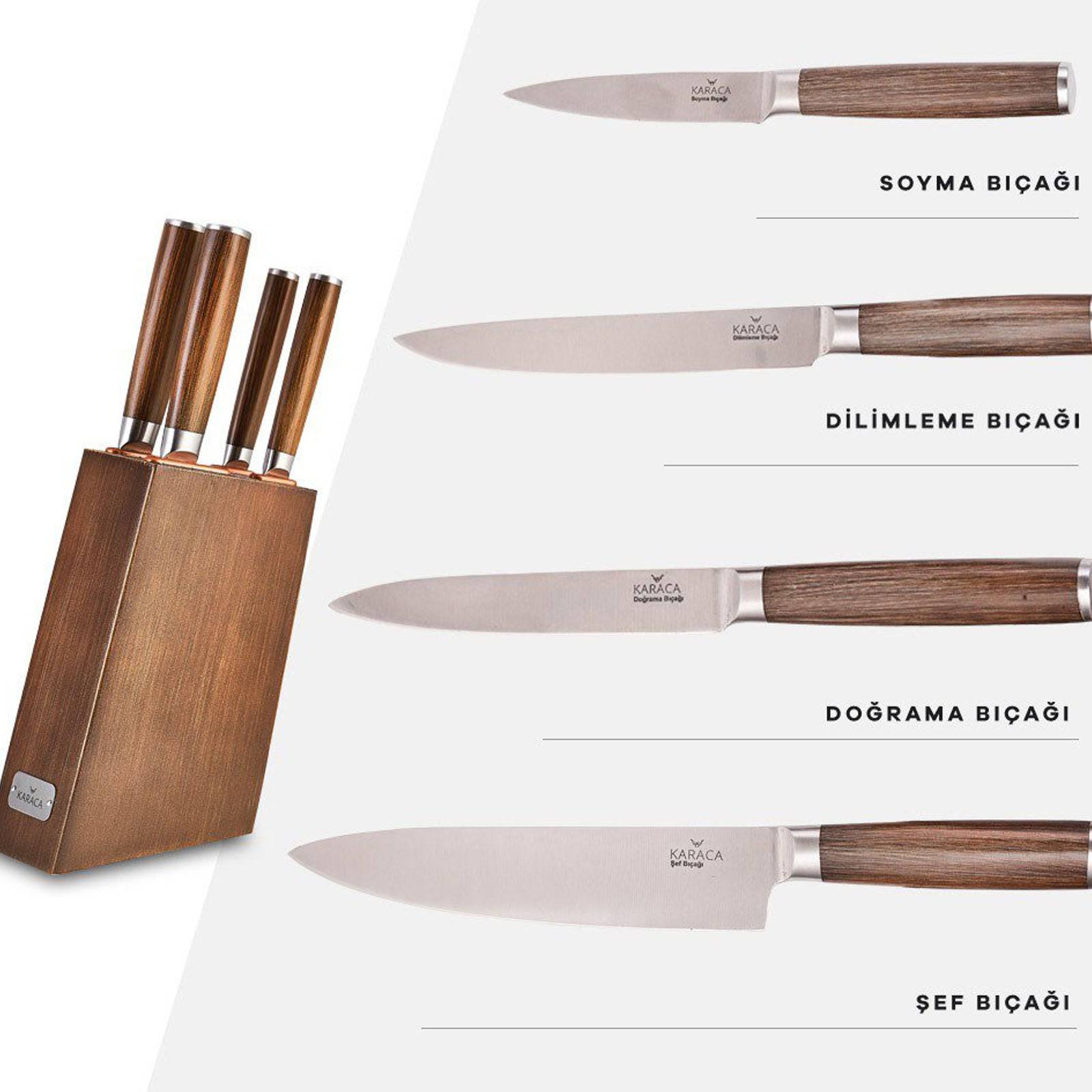 Karaca Hardwood 5 Piece Knife Set  153.03.06.1301 -  Kitchen Knives | طقم سكاكين كاراجا 5 قطع - ebarza Furniture UAE | Shop Modern Furniture in Abu Dhabi & Dubai - مفروشات ايبازرا في الامارات | تسوق اثاث عصري وديكورات مميزة في دبي وابوظبي