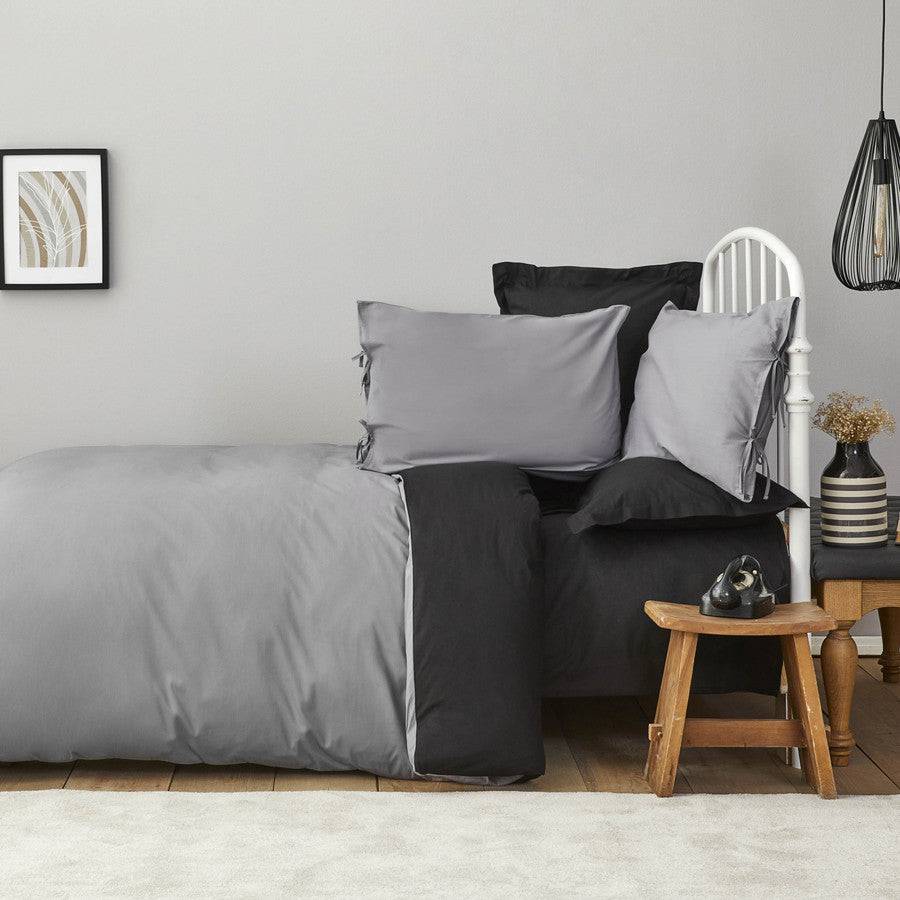 Karaca Home Basic Black Dark Gray 100% Cotton Double Sided Double Duvet Cover Set 200.18.01.0728 -  Bedding | ا كاراجا هوم بيسك أسود رمادي غامق طقم غطاء لحاف مزدوج الوجهين قطن 100٪ - ebarza Furniture UAE | Shop Modern Furniture in Abu Dhabi & Dubai - مفروشات ايبازرا في الامارات | تسوق اثاث عصري وديكورات مميزة في دبي وابوظبي