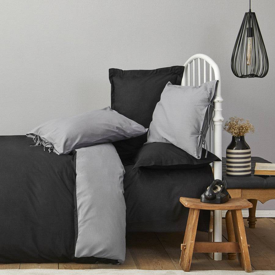 Karaca Home Basic Black Dark Gray 100% Cotton Double Sided Double Duvet Cover Set 200.18.01.0728 -  Bedding | ا كاراجا هوم بيسك أسود رمادي غامق طقم غطاء لحاف مزدوج الوجهين قطن 100٪ - ebarza Furniture UAE | Shop Modern Furniture in Abu Dhabi & Dubai - مفروشات ايبازرا في الامارات | تسوق اثاث عصري وديكورات مميزة في دبي وابوظبي