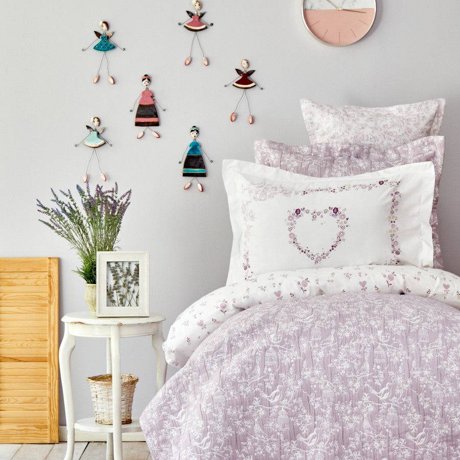 Karaca Home Birdy Lilac 100% Cotton Single Young Duvet Cover Set 200.17.01.0322 -  Bedding | كاراجا هوم بيردي ليلك طقم غطاء لحاف قطني 100٪ فردي صغير - ebarza Furniture UAE | Shop Modern Furniture in Abu Dhabi & Dubai - مفروشات ايبازرا في الامارات | تسوق اثاث عصري وديكورات مميزة في دبي وابوظبي