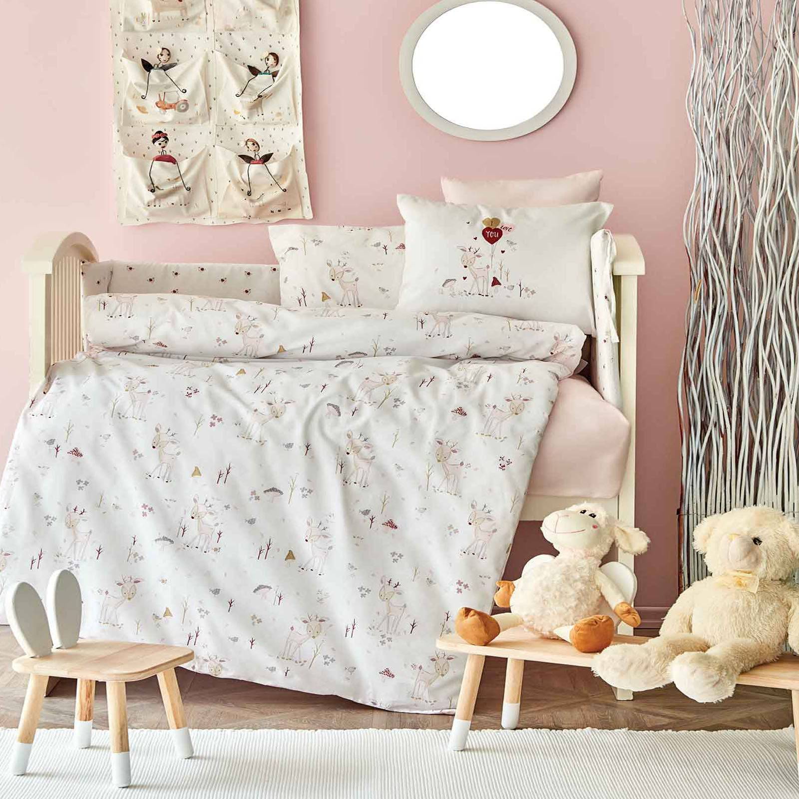 Karaca Home Doe Pink Cotton Baby Sleep Set 200.16.01.0103 -  Bedding | طقم نوم للاطفال من كاراجا هوم وردي من القطن - ebarza Furniture UAE | Shop Modern Furniture in Abu Dhabi & Dubai - مفروشات ايبازرا في الامارات | تسوق اثاث عصري وديكورات مميزة في دبي وابوظبي