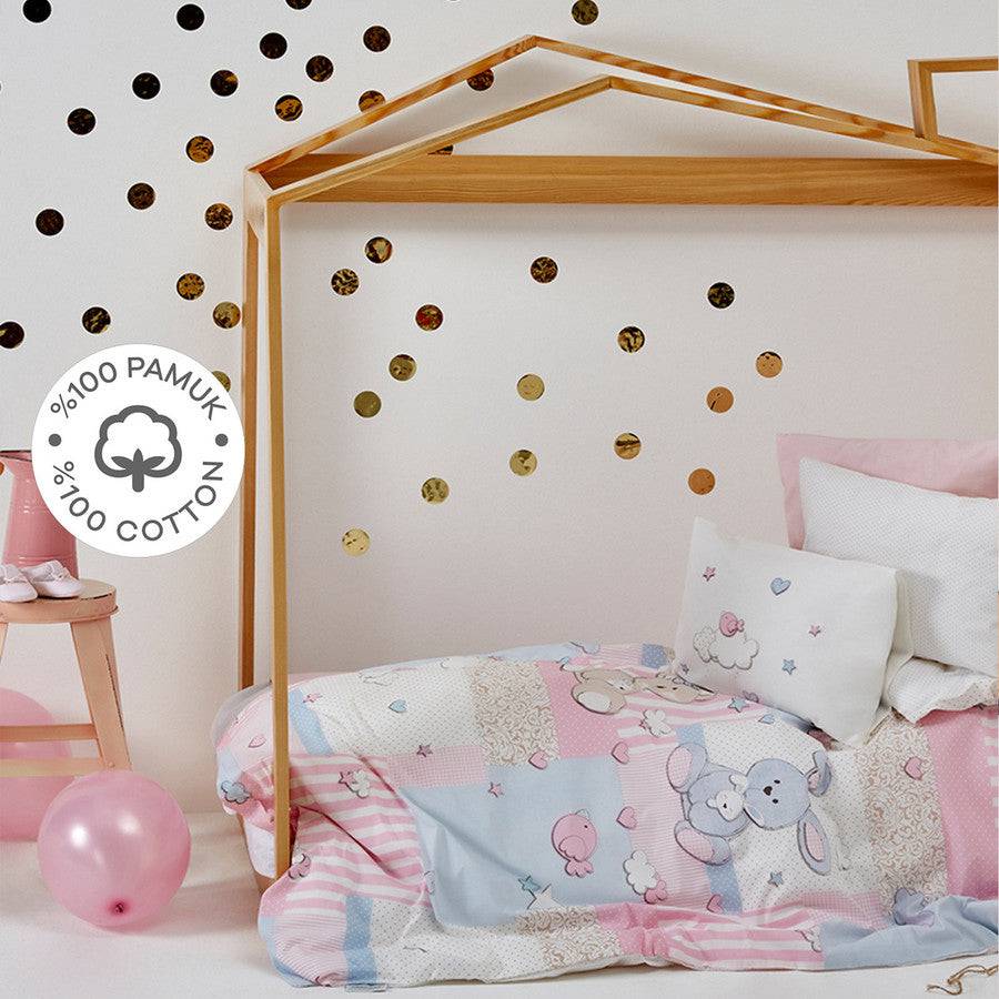 Karaca Home Honey Bunny Pink 100% Cotton Baby Duvet Cover Set 200.16.01.0223 -  Bedding | من كاراجا هوم طقم غطاء لحاف للأطفال مصنوع من القطن بنسبة 100٪ - ebarza Furniture UAE | Shop Modern Furniture in Abu Dhabi & Dubai - مفروشات ايبازرا في الامارات | تسوق اثاث عصري وديكورات مميزة في دبي وابوظبي