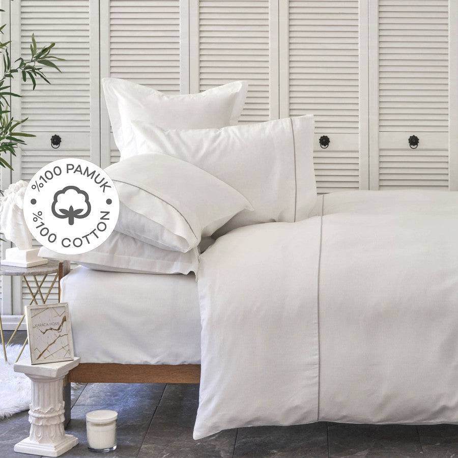 Karaca Home White Colletion Bigem Gray 100% Cotton Double Duvet Cover Set 200.18.01.0648 -  Bedding | مجموعة كاراجا هوم وايت بيجيم طقم غطاء لحاف مزدوج من القطن 100٪ رمادي اللون - ebarza Furniture UAE | Shop Modern Furniture in Abu Dhabi & Dubai - مفروشات ايبازرا في الامارات | تسوق اثاث عصري وديكورات مميزة في دبي وابوظبي