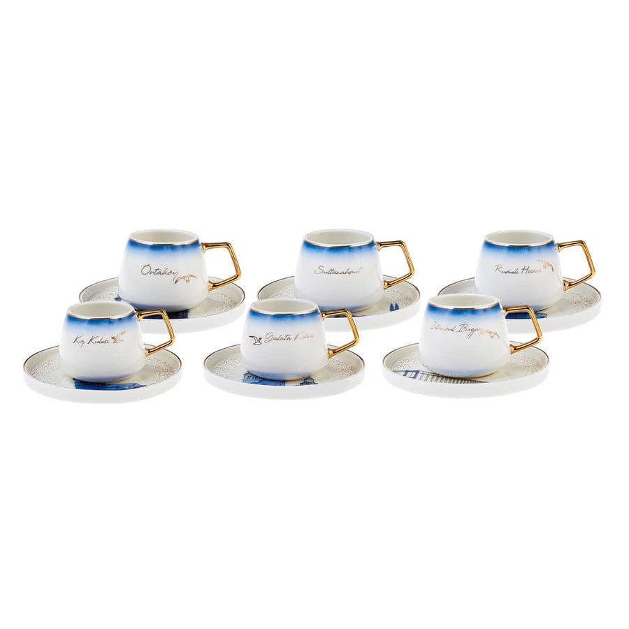 Karaca Istanbul 6 Person Coffee Cup Set 153.03.06.4473 -  Coffee Sets | طقم فناجين قهوة كاراجا اسطنبول 6 أفراد - ebarza Furniture UAE | Shop Modern Furniture in Abu Dhabi & Dubai - مفروشات ايبازرا في الامارات | تسوق اثاث عصري وديكورات مميزة في دبي وابوظبي