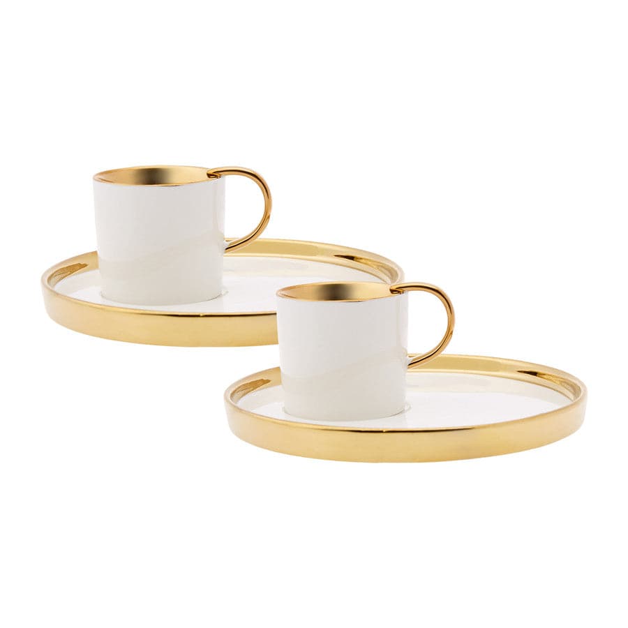 Karaca Levin White Set Of 2 Coffee Cups 153.03.06.4885 -  Coffee Sets | طقم 2 فناجين قهوة كاراجا ليفين أبيض - ebarza Furniture UAE | Shop Modern Furniture in Abu Dhabi & Dubai - مفروشات ايبازرا في الامارات | تسوق اثاث عصري وديكورات مميزة في دبي وابوظبي