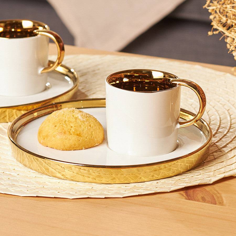 Karaca Levin White Set Of 2 Coffee Cups 153.03.06.4885 -  Coffee Sets | طقم 2 فناجين قهوة كاراجا ليفين أبيض - ebarza Furniture UAE | Shop Modern Furniture in Abu Dhabi & Dubai - مفروشات ايبازرا في الامارات | تسوق اثاث عصري وديكورات مميزة في دبي وابوظبي