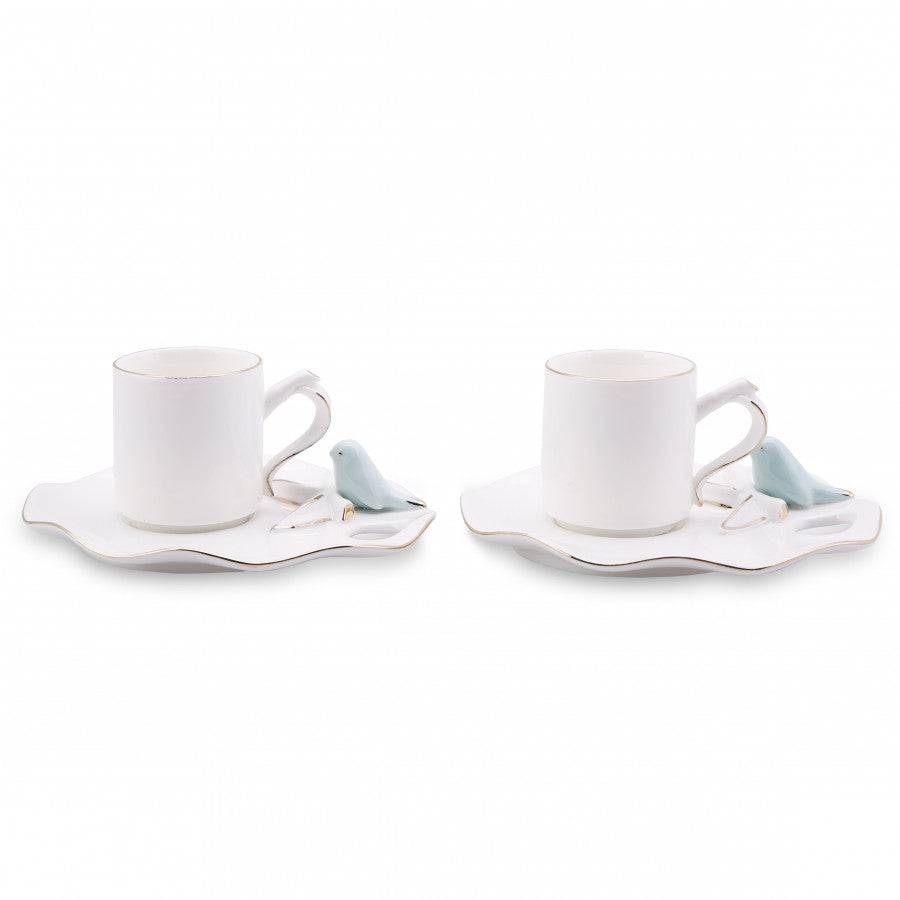 Karaca Lucca Birds Set Of 2 Coffee Cups Mint 153.03.07.2784 -  Coffee Sets | طقم فناجين قهوة كاراجا لوكا بيردز مكون من 2 فناجين قهوة - ebarza Furniture UAE | Shop Modern Furniture in Abu Dhabi & Dubai - مفروشات ايبازرا في الامارات | تسوق اثاث عصري وديكورات مميزة في دبي وابوظبي