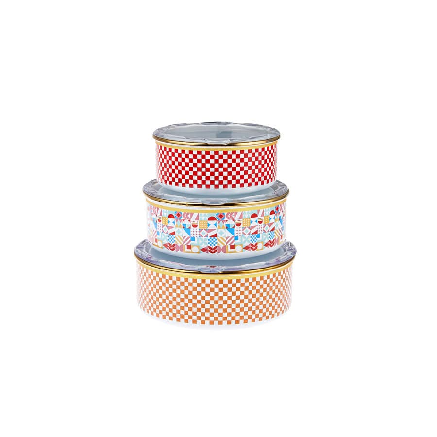 Karaca Lyria Enamel 3 Pcs Storage Container 153.03.06.6022 -  Container Sets | حاوية تخزين كاراجا ليريا المينا 3 قطع - ebarza Furniture UAE | Shop Modern Furniture in Abu Dhabi & Dubai - مفروشات ايبازرا في الامارات | تسوق اثاث عصري وديكورات مميزة في دبي وابوظبي