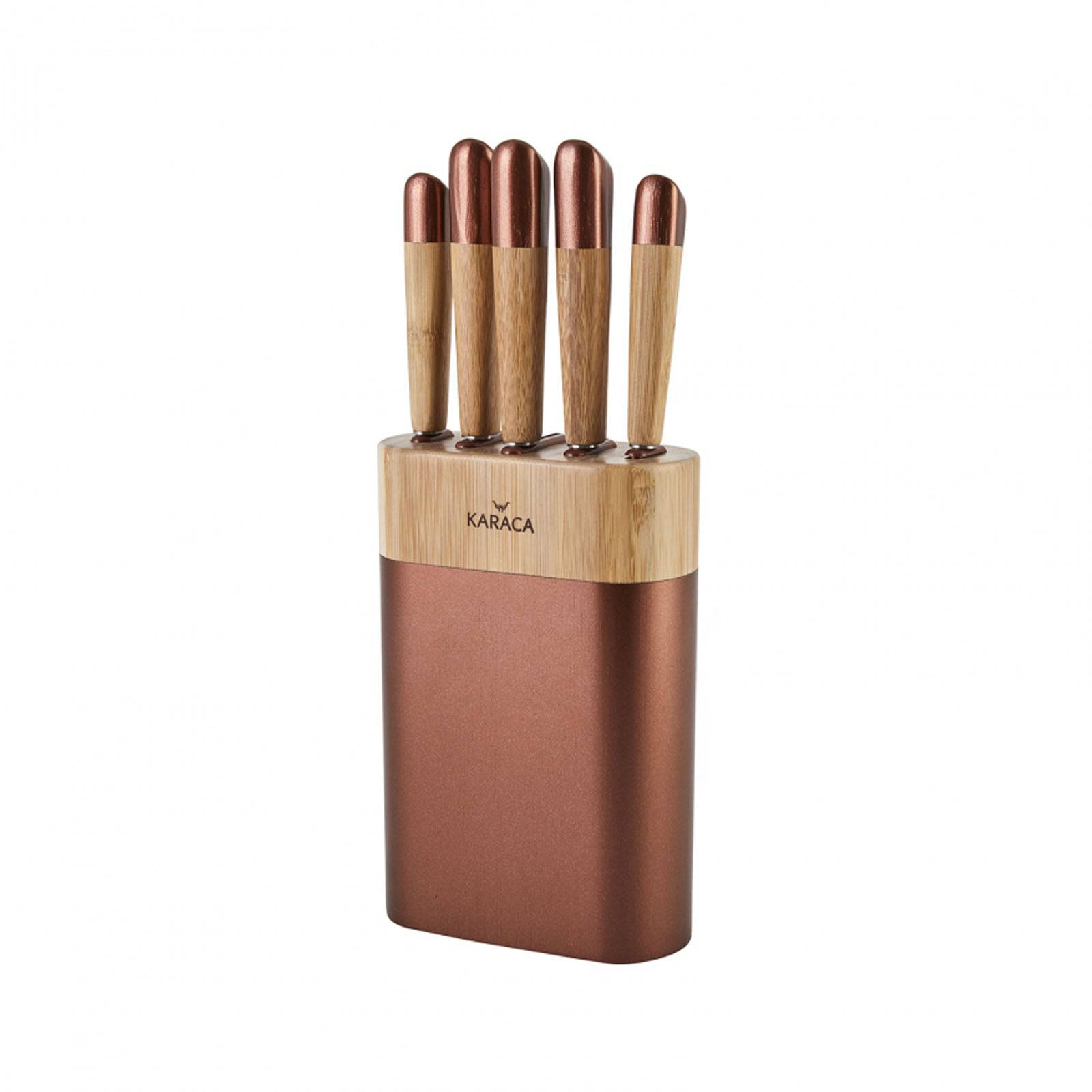 Karaca Maple Rosegold 6 Piece Knife Set 153.03.06.1454 -  Kitchen Knives - ebarza Furniture UAE | Shop Modern Furniture in Abu Dhabi & Dubai - مفروشات ايبازرا في الامارات | تسوق اثاث عصري وديكورات مميزة في دبي وابوظبي