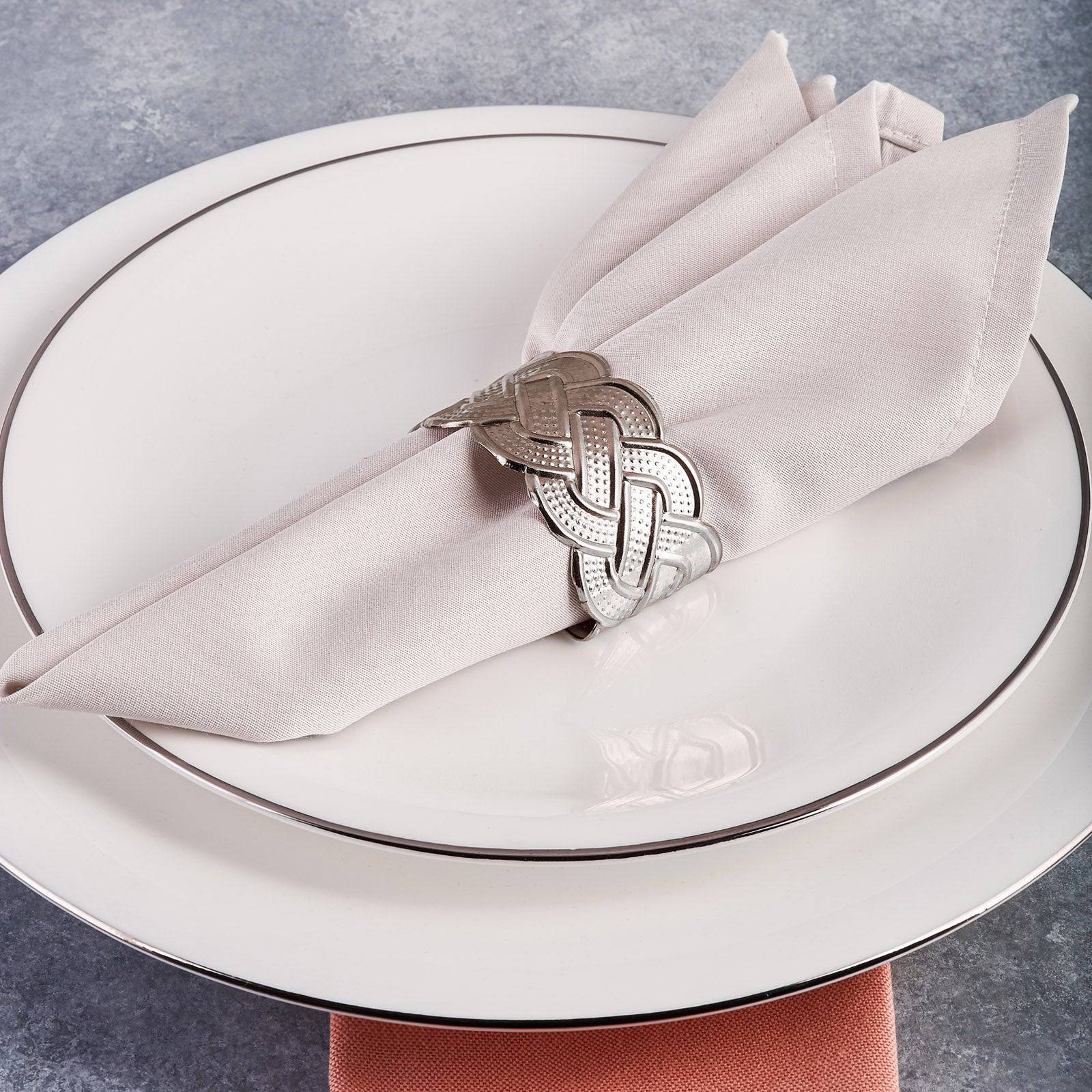 Karaca Rope Silver 6 Piece Napkin Ring 153.19.01.1491 -  Napkin Rings - ebarza Furniture UAE | Shop Modern Furniture in Abu Dhabi & Dubai - مفروشات ايبازرا في الامارات | تسوق اثاث عصري وديكورات مميزة في دبي وابوظبي