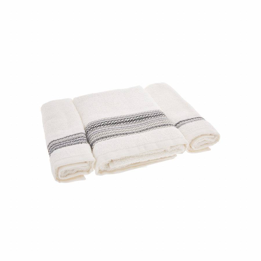 Karaca Sarah Anderson Ingrid Grey 3 Piece Hand And Face Towel Set 160.02.01.0491 -  Towels | طقم مناشف لليد والوجه كاراجا سارا أندرسون إنجريد رمادي 3 قطع - ebarza Furniture UAE | Shop Modern Furniture in Abu Dhabi & Dubai - مفروشات ايبازرا في الامارات | تسوق اثاث عصري وديكورات مميزة في دبي وابوظبي