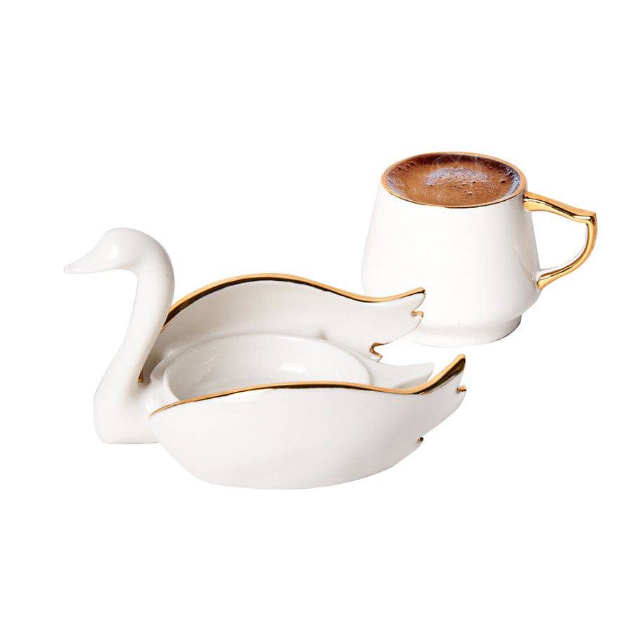 Karaca Swan Set Of 2 Coffee Cups 153.03.07.9862 -  Coffee Sets | طقم فناجين قهوة من كاراجا الوز لشخصين - ebarza Furniture UAE | Shop Modern Furniture in Abu Dhabi & Dubai - مفروشات ايبازرا في الامارات | تسوق اثاث عصري وديكورات مميزة في دبي وابوظبي