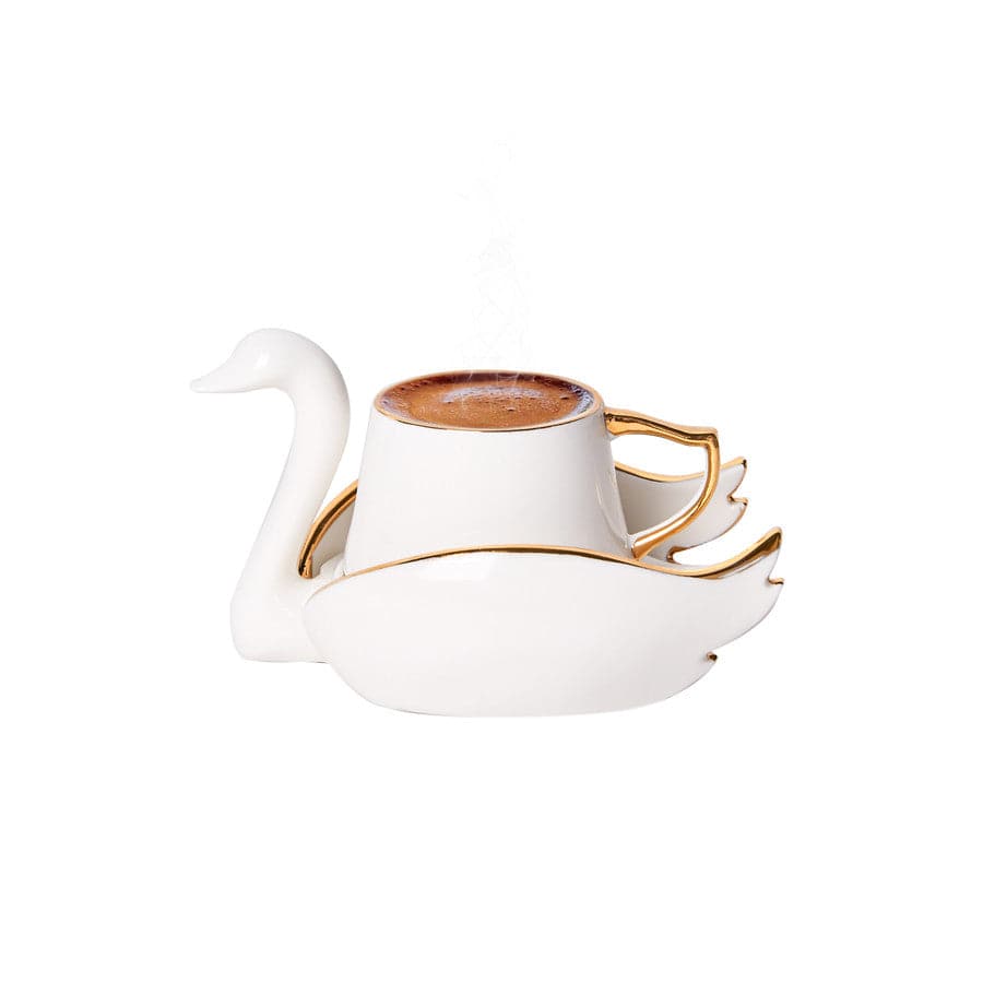 Karaca Swan Set Of 2 Coffee Cups 153.03.07.9862 -  Coffee Sets | طقم فناجين قهوة من كاراجا الوز لشخصين - ebarza Furniture UAE | Shop Modern Furniture in Abu Dhabi & Dubai - مفروشات ايبازرا في الامارات | تسوق اثاث عصري وديكورات مميزة في دبي وابوظبي