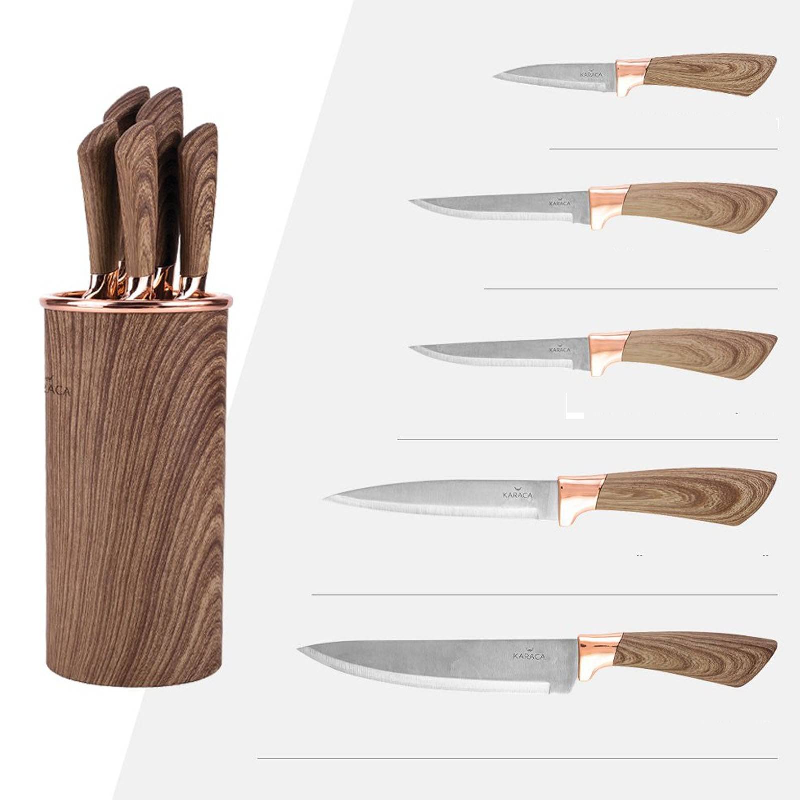 Karaca Wave Brown 6 Piece Knife Set 153.03.07.9430 -  Kitchen Knives | طقم سكاكين كاراجا ويف بني 6 قطع - ebarza Furniture UAE | Shop Modern Furniture in Abu Dhabi & Dubai - مفروشات ايبازرا في الامارات | تسوق اثاث عصري وديكورات مميزة في دبي وابوظبي