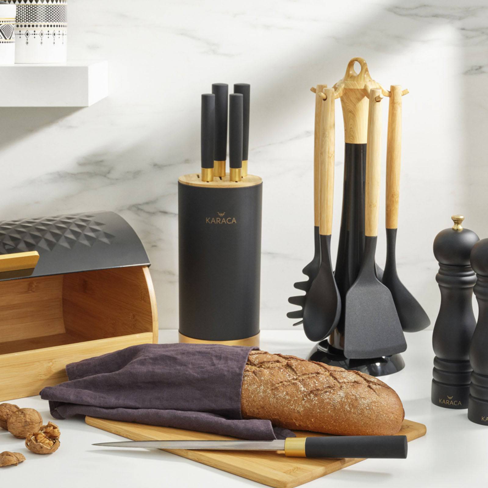 Karaca Woodland Black Bread Box 153.03.06.1482 -  Bread Boxes - ebarza Furniture UAE | Shop Modern Furniture in Abu Dhabi & Dubai - مفروشات ايبازرا في الامارات | تسوق اثاث عصري وديكورات مميزة في دبي وابوظبي