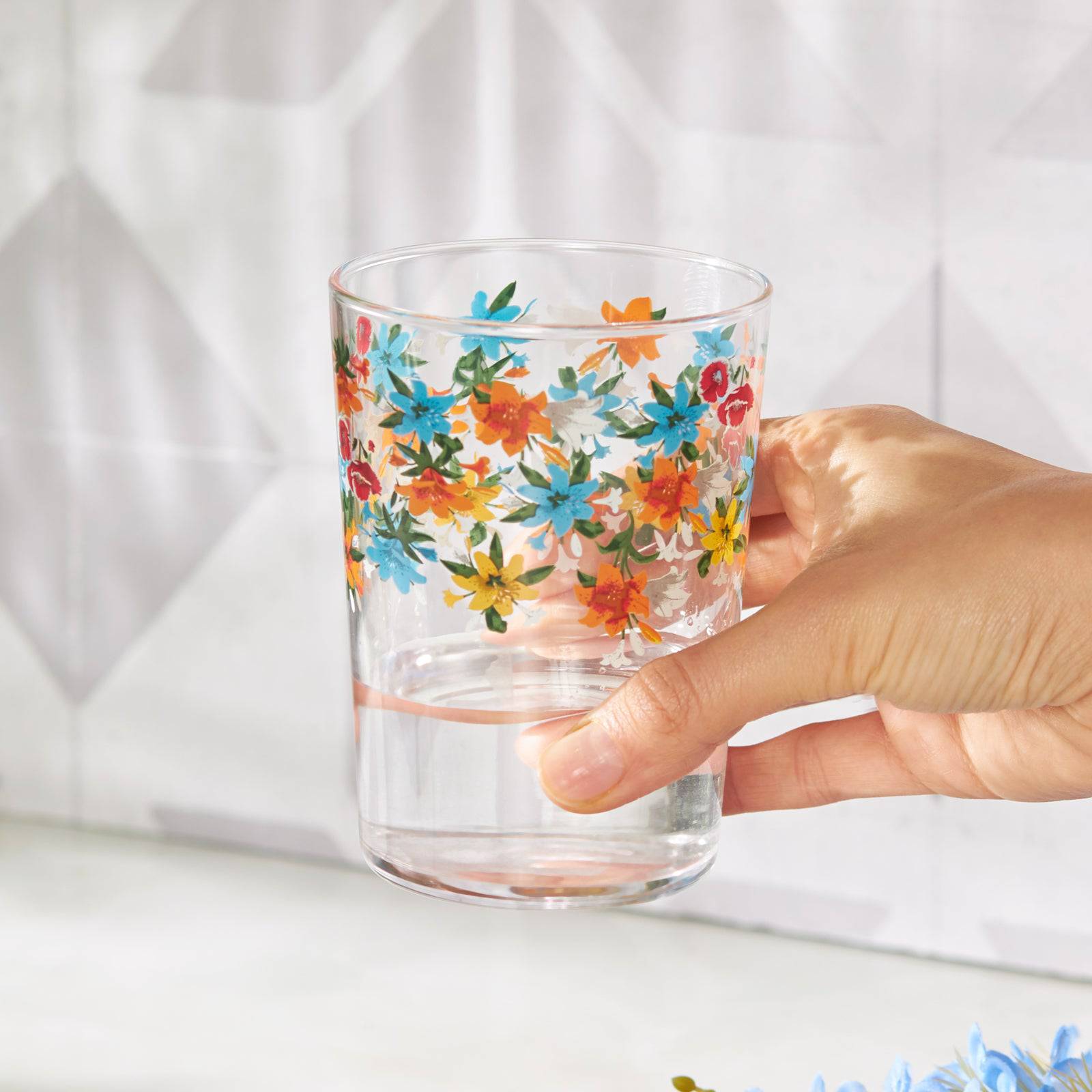 Karaca X Frida Kahlo Fleur Soft Drink Glass 153.03.08.1503 -  Drinkware | كاراجا اكس فريدا كاهلو فلور زجاج مشروب غازي - ebarza Furniture UAE | Shop Modern Furniture in Abu Dhabi & Dubai - مفروشات ايبازرا في الامارات | تسوق اثاث عصري وديكورات مميزة في دبي وابوظبي