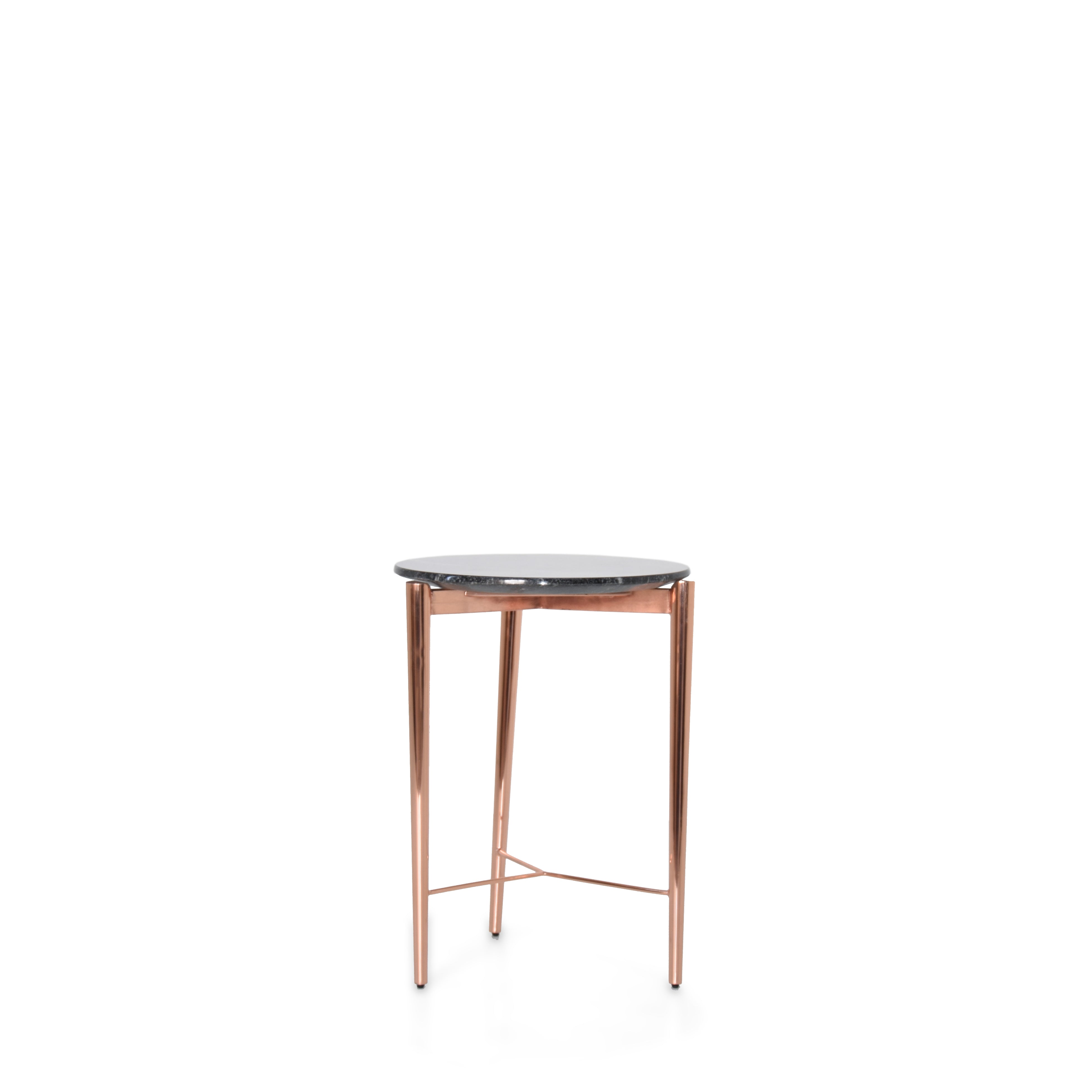 Kito Round Side Table With Marble Top Ktostmr-060 -  Side Tables | كيتو طاولة جانبية مستديرة بسطح رخام - ebarza Furniture UAE | Shop Modern Furniture in Abu Dhabi & Dubai - مفروشات ايبازرا في الامارات | تسوق اثاث عصري وديكورات مميزة في دبي وابوظبي