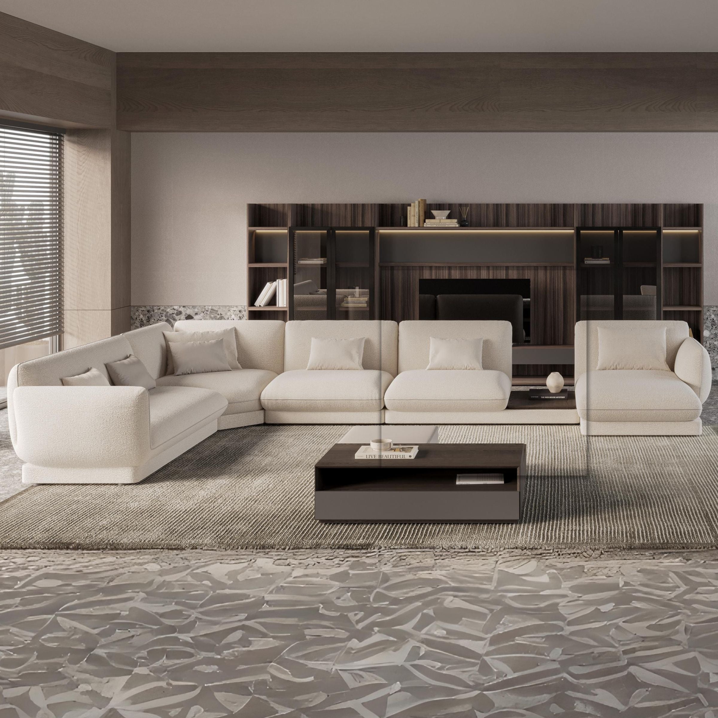 Loretta Single Module With Coffee Table YOLRTA-SMNAX -  Sofas - ebarza Furniture UAE | Shop Modern Furniture in Abu Dhabi & Dubai - مفروشات ايبازرا في الامارات | تسوق اثاث عصري وديكورات مميزة في دبي وابوظبي
