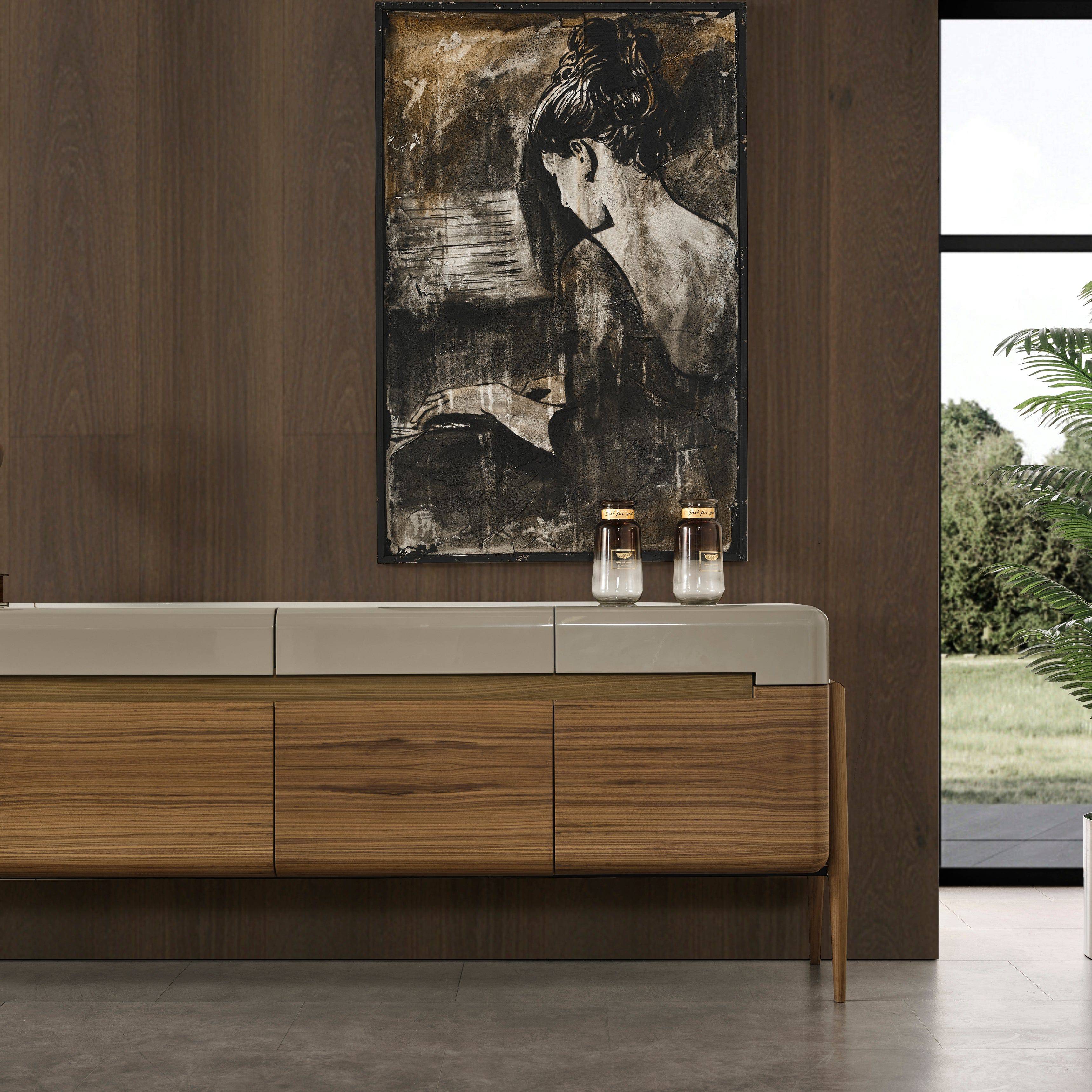 Lucca Kristal Sideboard And Mirror Krstl-Lucasb -  Sideboards | خزانة جانبية ومرآة لوكا كريستال - ebarza Furniture UAE | Shop Modern Furniture in Abu Dhabi & Dubai - مفروشات ايبازرا في الامارات | تسوق اثاث عصري وديكورات مميزة في دبي وابوظبي