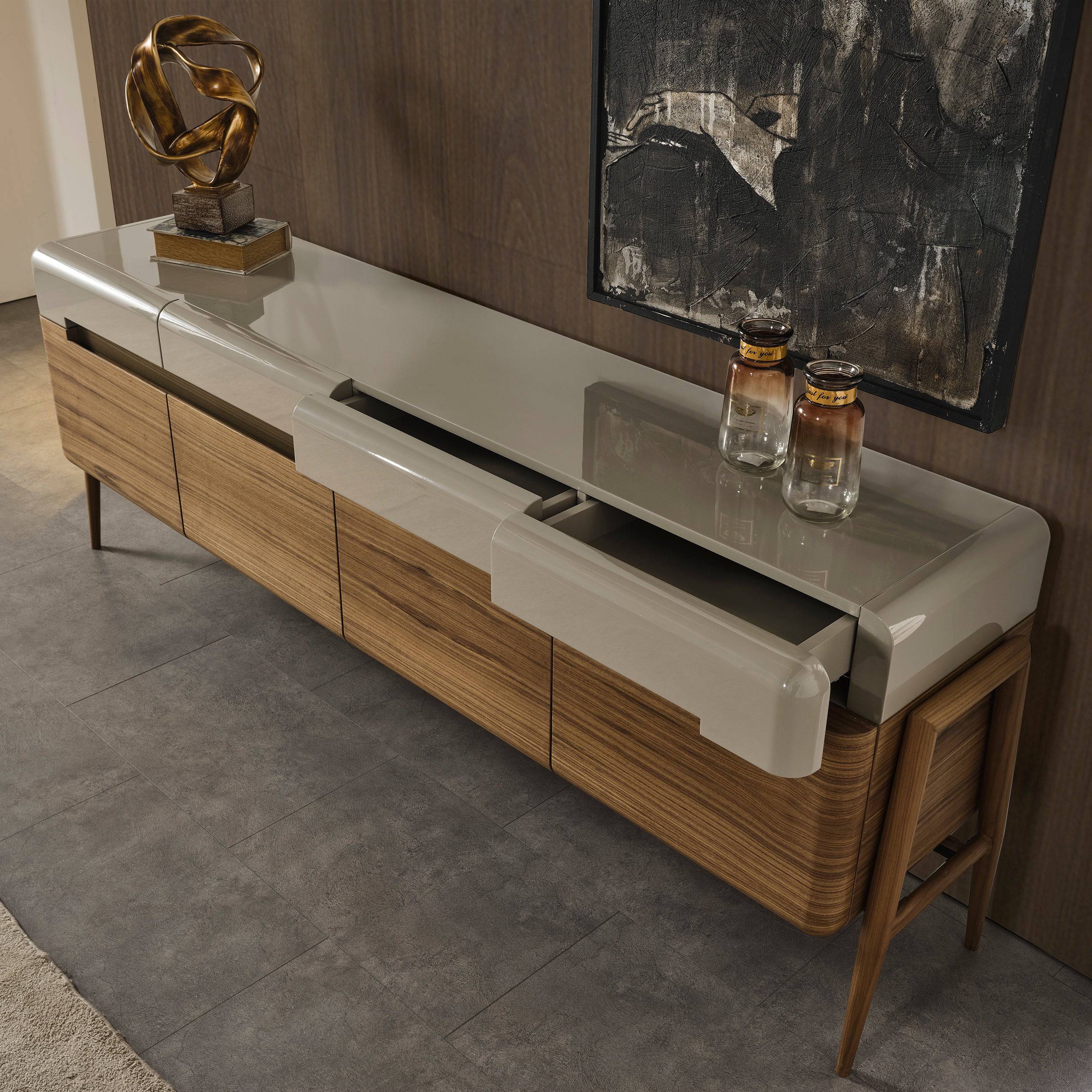 Lucca Kristal Sideboard And Mirror Krstl-Lucasb -  Sideboards | خزانة جانبية ومرآة لوكا كريستال - ebarza Furniture UAE | Shop Modern Furniture in Abu Dhabi & Dubai - مفروشات ايبازرا في الامارات | تسوق اثاث عصري وديكورات مميزة في دبي وابوظبي