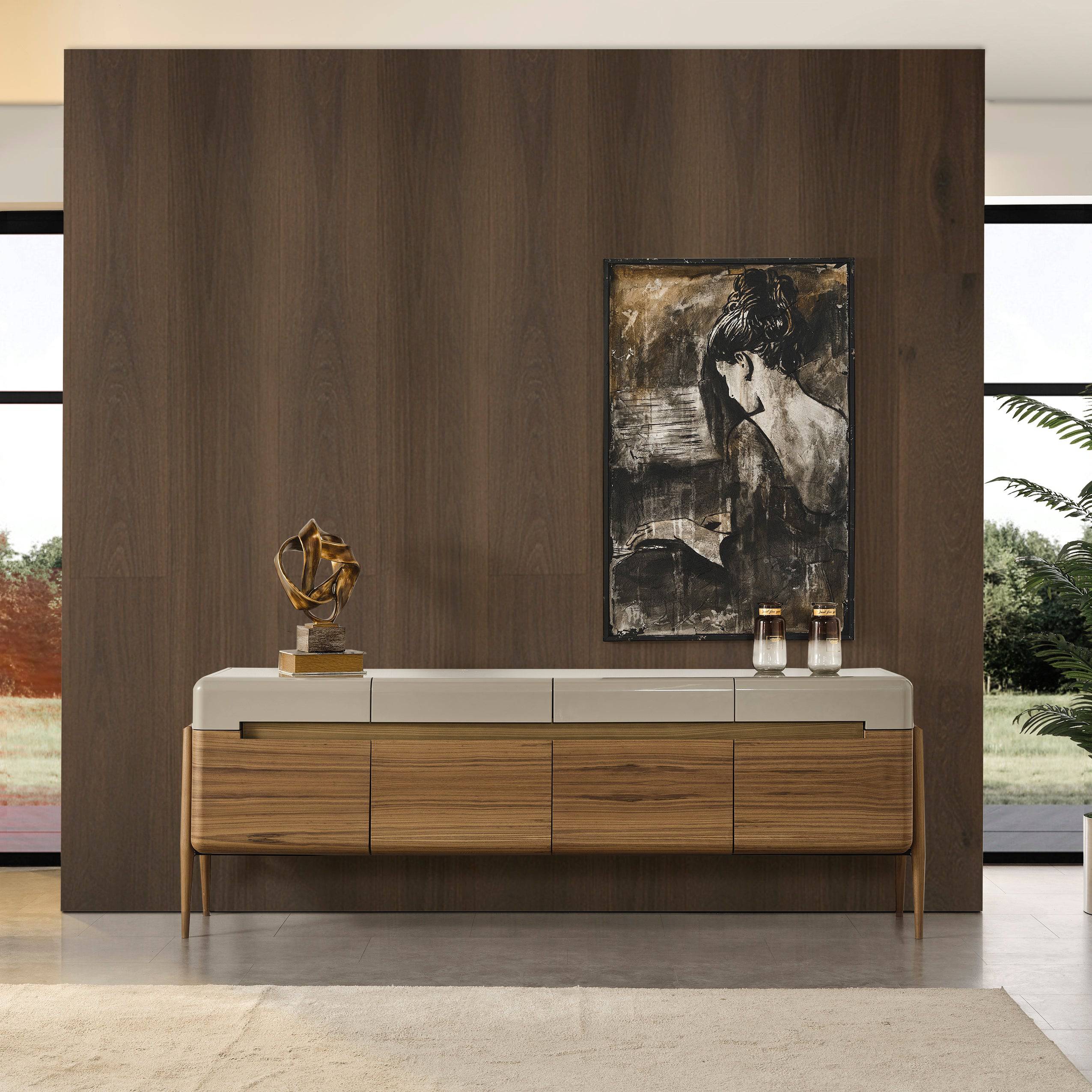 Lucca Kristal Sideboard And Mirror Krstl-Lucasb -  Sideboards | خزانة جانبية ومرآة لوكا كريستال - ebarza Furniture UAE | Shop Modern Furniture in Abu Dhabi & Dubai - مفروشات ايبازرا في الامارات | تسوق اثاث عصري وديكورات مميزة في دبي وابوظبي