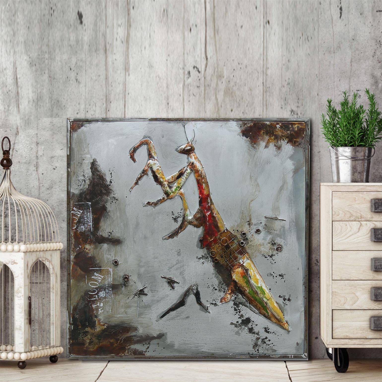 Mantis Handcrafted Metal Art Painting 100X100 Cm Soap030 -  Paintings - ebarza Furniture UAE | Shop Modern Furniture in Abu Dhabi & Dubai - مفروشات ايبازرا في الامارات | تسوق اثاث عصري وديكورات مميزة في دبي وابوظبي