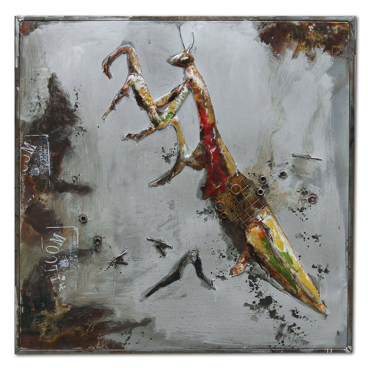 Mantis Handcrafted Metal Art Painting 100X100 Cm Soap030 -  Paintings - ebarza Furniture UAE | Shop Modern Furniture in Abu Dhabi & Dubai - مفروشات ايبازرا في الامارات | تسوق اثاث عصري وديكورات مميزة في دبي وابوظبي