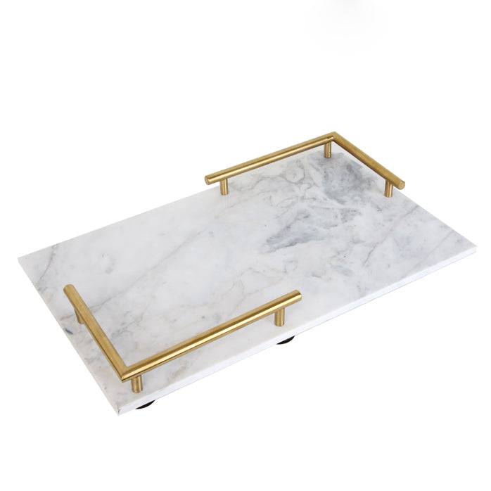 Marble White Tray Fb-T1903A -  Trays | صينية رخام بيضاء - ebarza Furniture UAE | Shop Modern Furniture in Abu Dhabi & Dubai - مفروشات ايبازرا في الامارات | تسوق اثاث عصري وديكورات مميزة في دبي وابوظبي