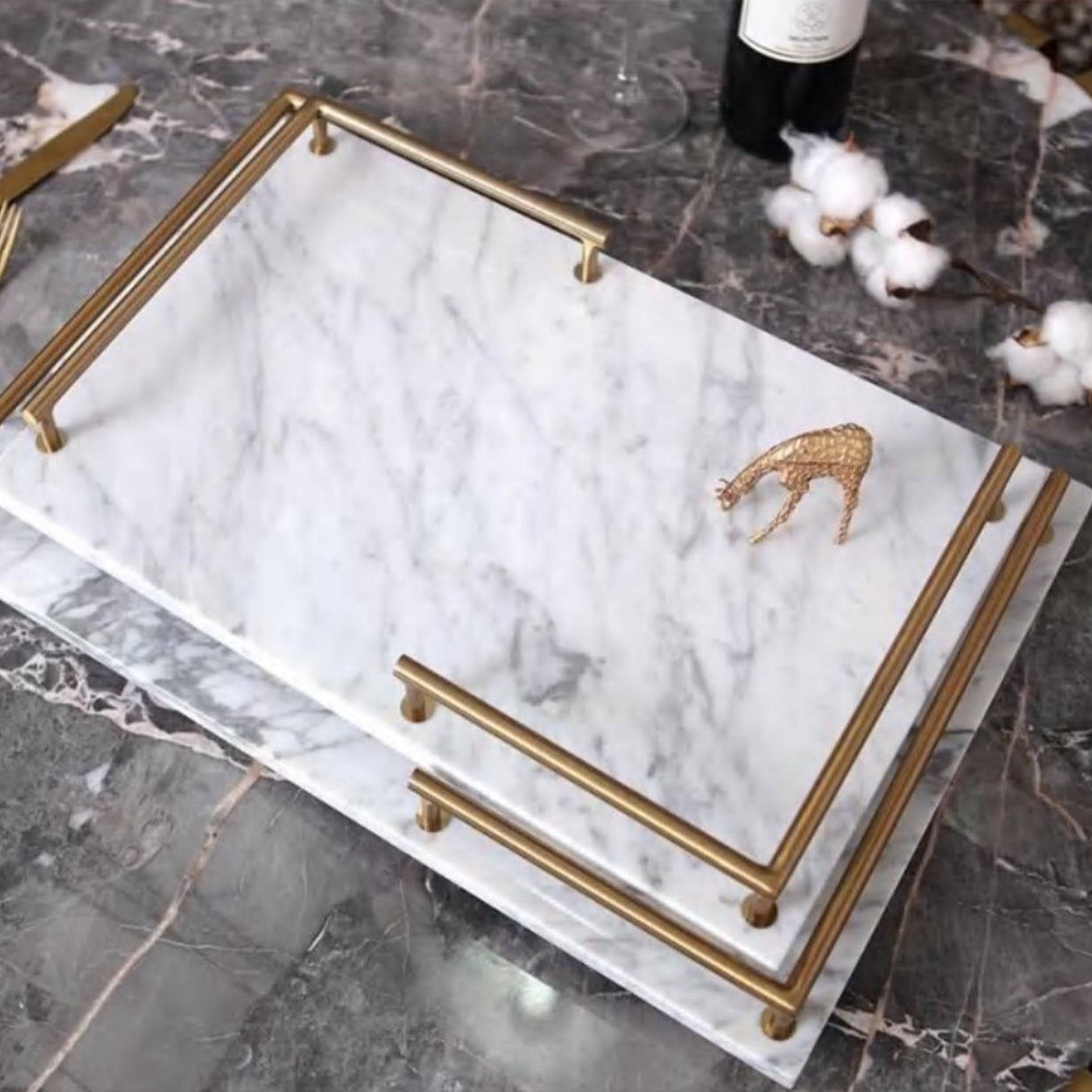 Marble White Tray Fb-T1903A -  Trays - ebarza Furniture UAE | Shop Modern Furniture in Abu Dhabi & Dubai - مفروشات ايبازرا في الامارات | تسوق اثاث عصري وديكورات مميزة في دبي وابوظبي