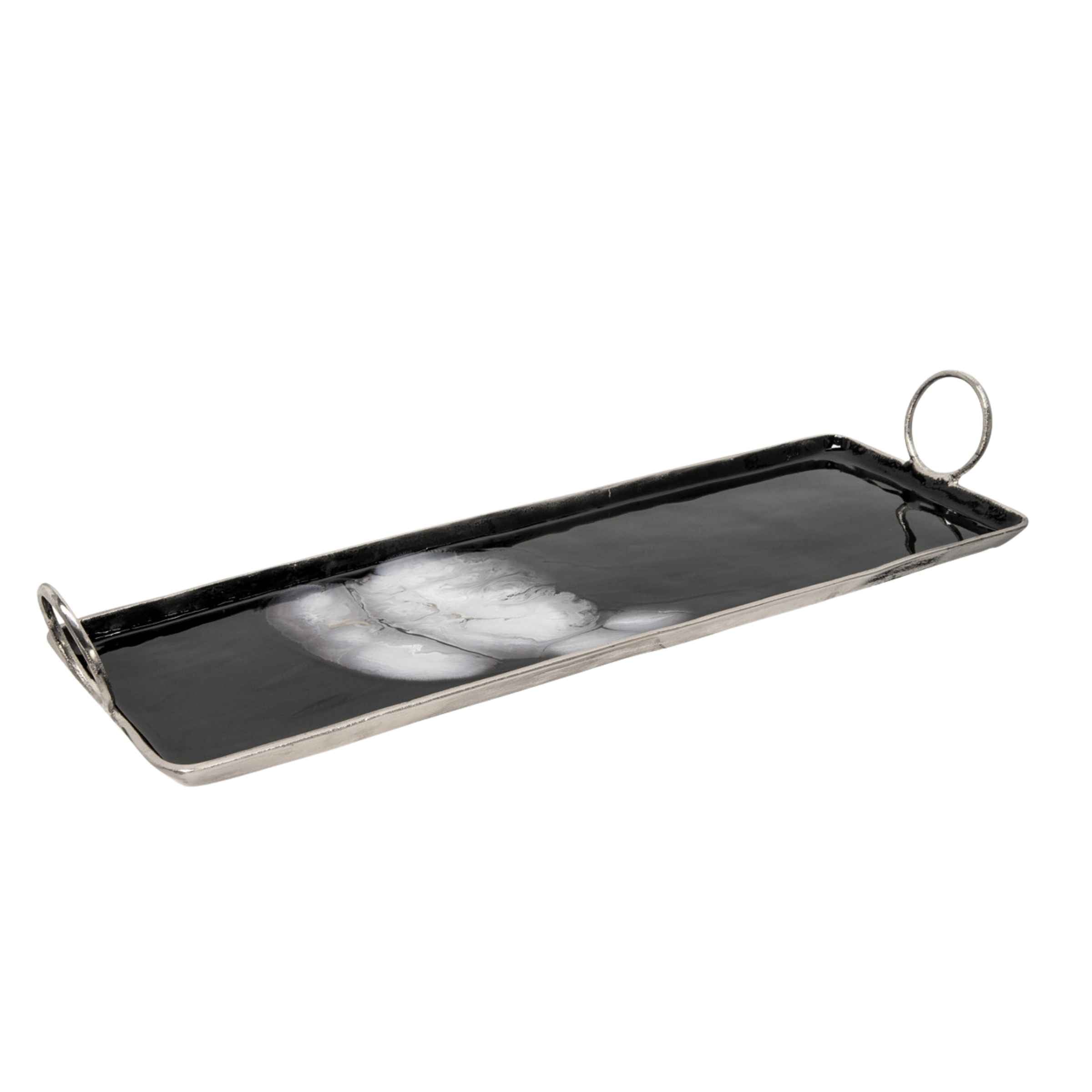 Metal Tray With Handle 81  X 25 Cm - Black 15650-09 -  Trays | صينية معدنية بمقبض 81 × 25 سم - اسود - ebarza Furniture UAE | Shop Modern Furniture in Abu Dhabi & Dubai - مفروشات ايبازرا في الامارات | تسوق اثاث عصري وديكورات مميزة في دبي وابوظبي