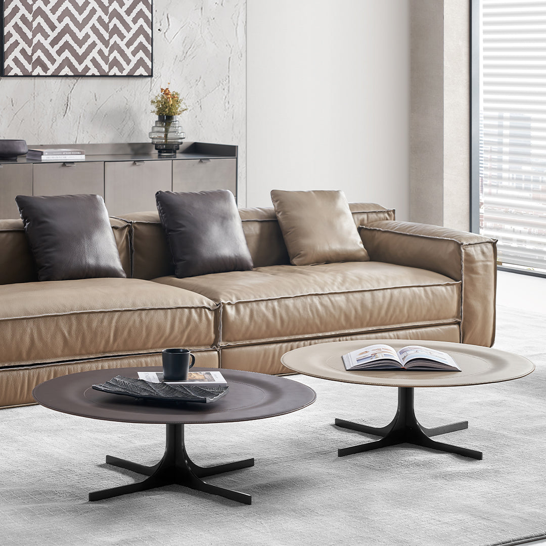 Beige Saddle Leather Coffee Table - LT082/Beige -  Coffee Tables - ebarza Furniture UAE | Shop Modern Furniture in Abu Dhabi & Dubai - مفروشات ايبازرا في الامارات | تسوق اثاث عصري وديكورات مميزة في دبي وابوظبي