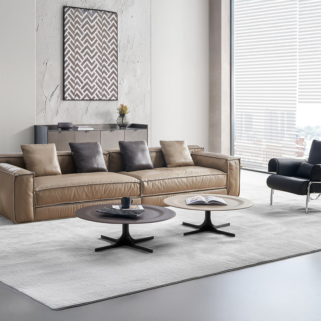 Beige Saddle Leather Coffee Table - LT082/Beige -  Coffee Tables - ebarza Furniture UAE | Shop Modern Furniture in Abu Dhabi & Dubai - مفروشات ايبازرا في الامارات | تسوق اثاث عصري وديكورات مميزة في دبي وابوظبي