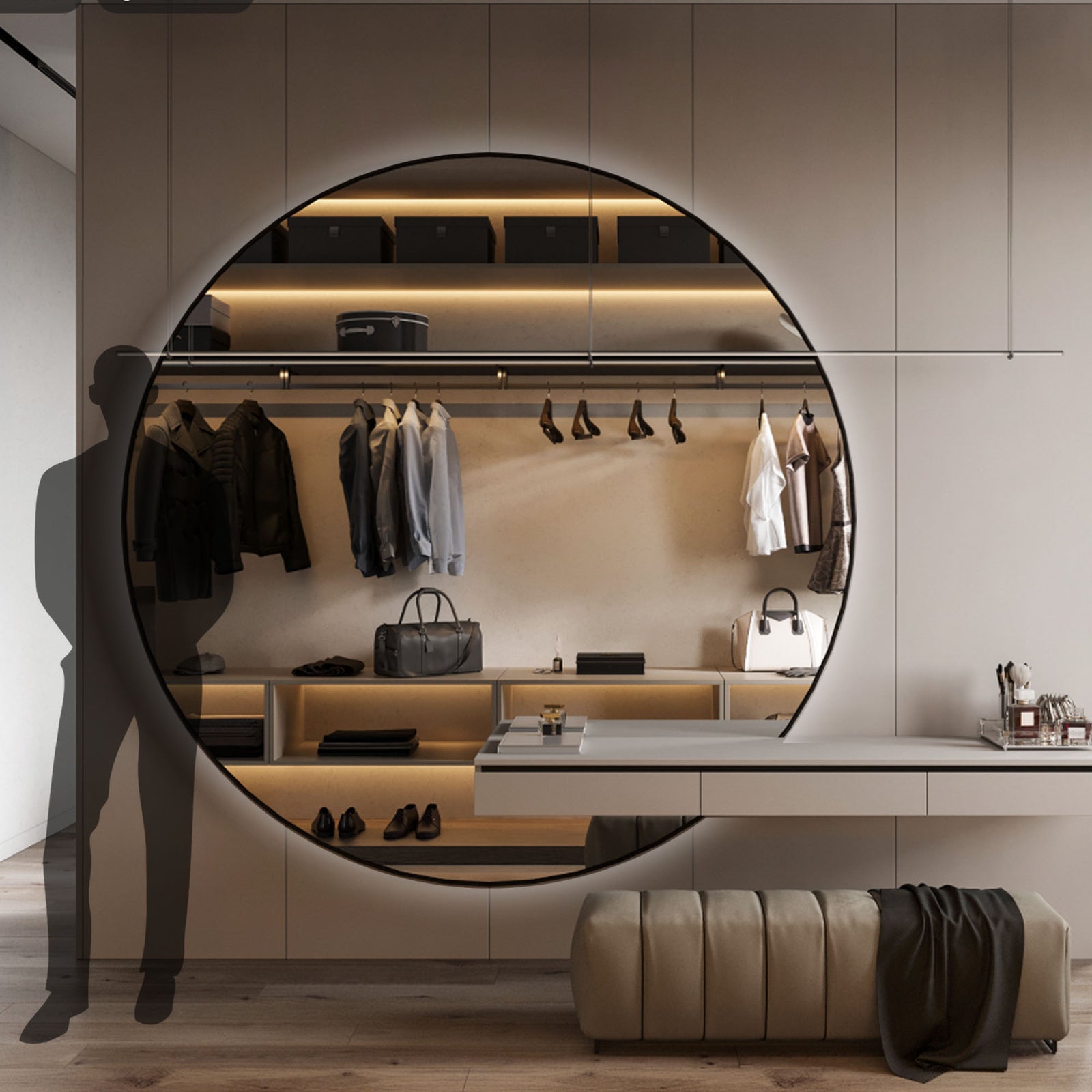 Black Mirror SS Frame + LED  OA-9356 -  Mirrors - ebarza Furniture UAE | Shop Modern Furniture in Abu Dhabi & Dubai - مفروشات ايبازرا في الامارات | تسوق اثاث عصري وديكورات مميزة في دبي وابوظبي