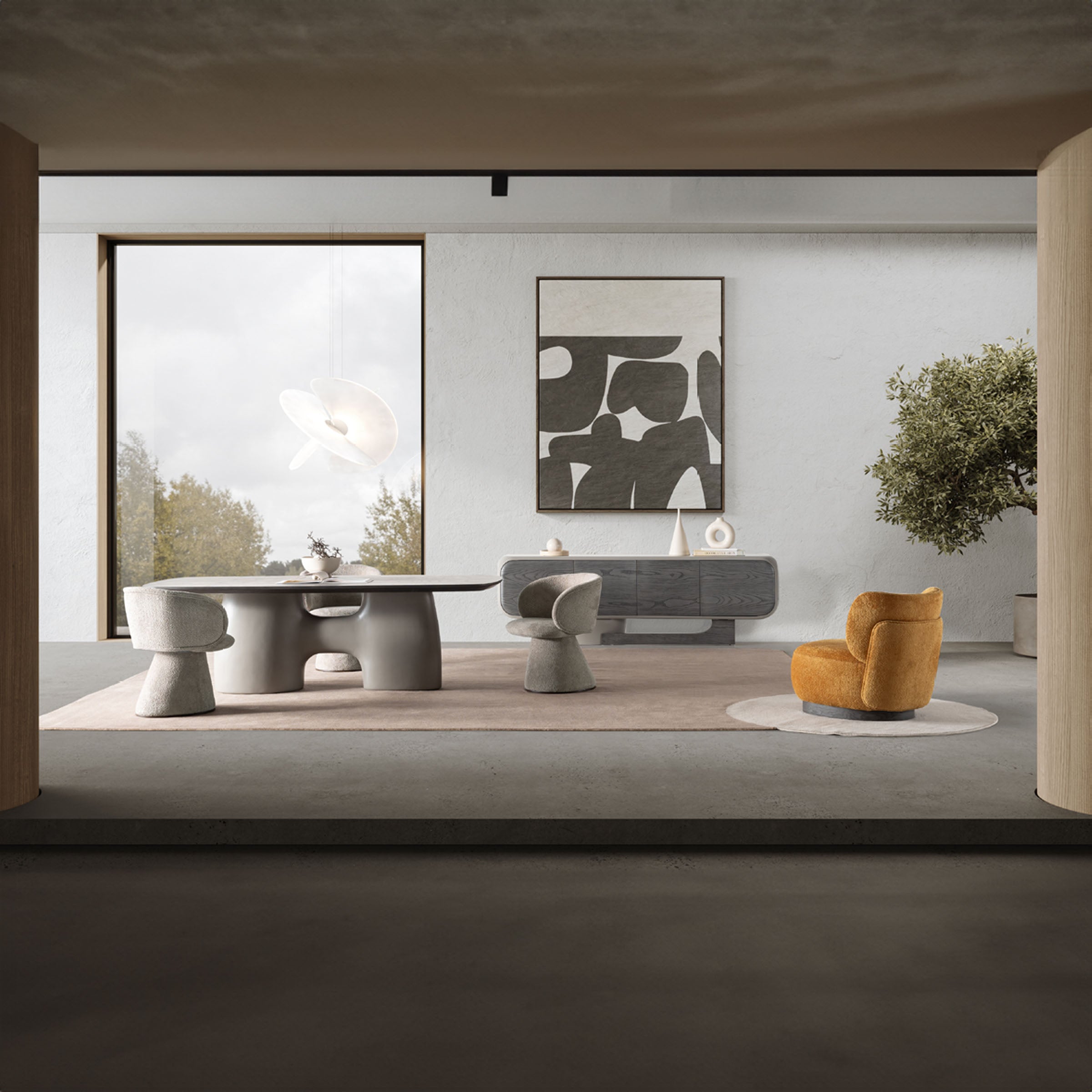 MOON Dining Table SAR-DT12 -  Dining Tables - ebarza Furniture UAE | Shop Modern Furniture in Abu Dhabi & Dubai - مفروشات ايبازرا في الامارات | تسوق اثاث عصري وديكورات مميزة في دبي وابوظبي