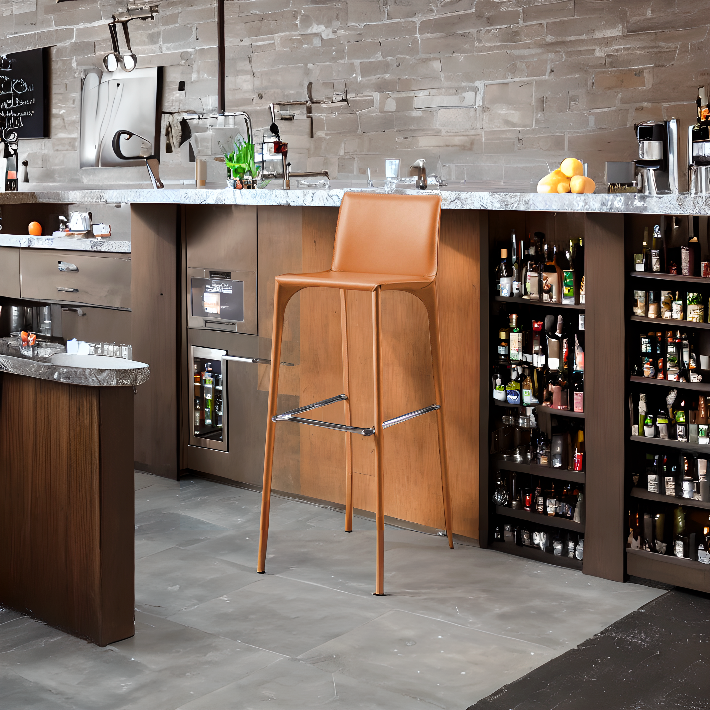 Mycroft Saddle Leather Bar Stool MLL-B43-orange -  Bar Stools - ebarza Furniture UAE | Shop Modern Furniture in Abu Dhabi & Dubai - مفروشات ايبازرا في الامارات | تسوق اثاث عصري وديكورات مميزة في دبي وابوظبي