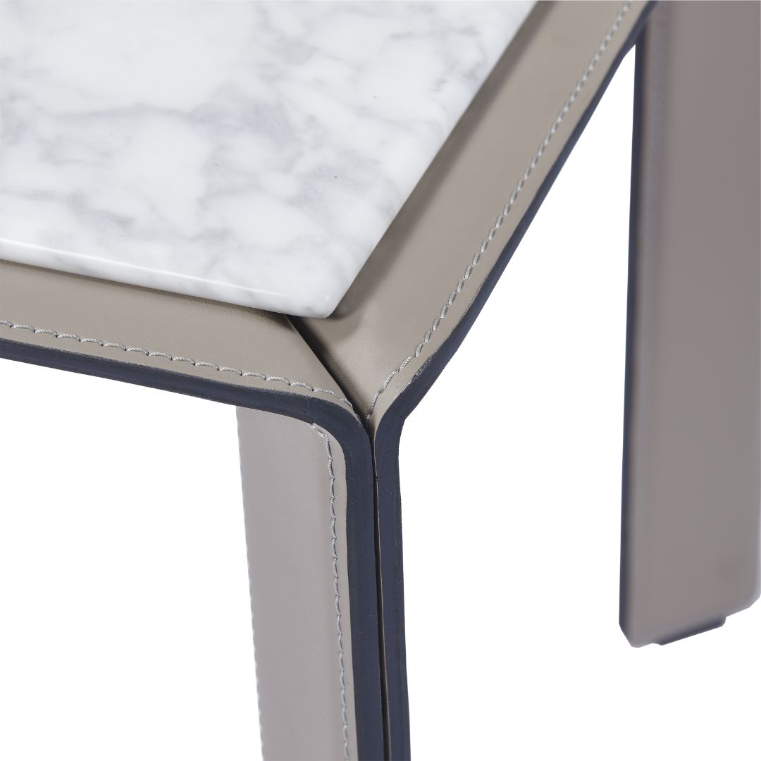 Natural Bianco Carrara Venato Marble Side Table CH-1111S -  Side Tables - ebarza Furniture UAE | Shop Modern Furniture in Abu Dhabi & Dubai - مفروشات ايبازرا في الامارات | تسوق اثاث عصري وديكورات مميزة في دبي وابوظبي