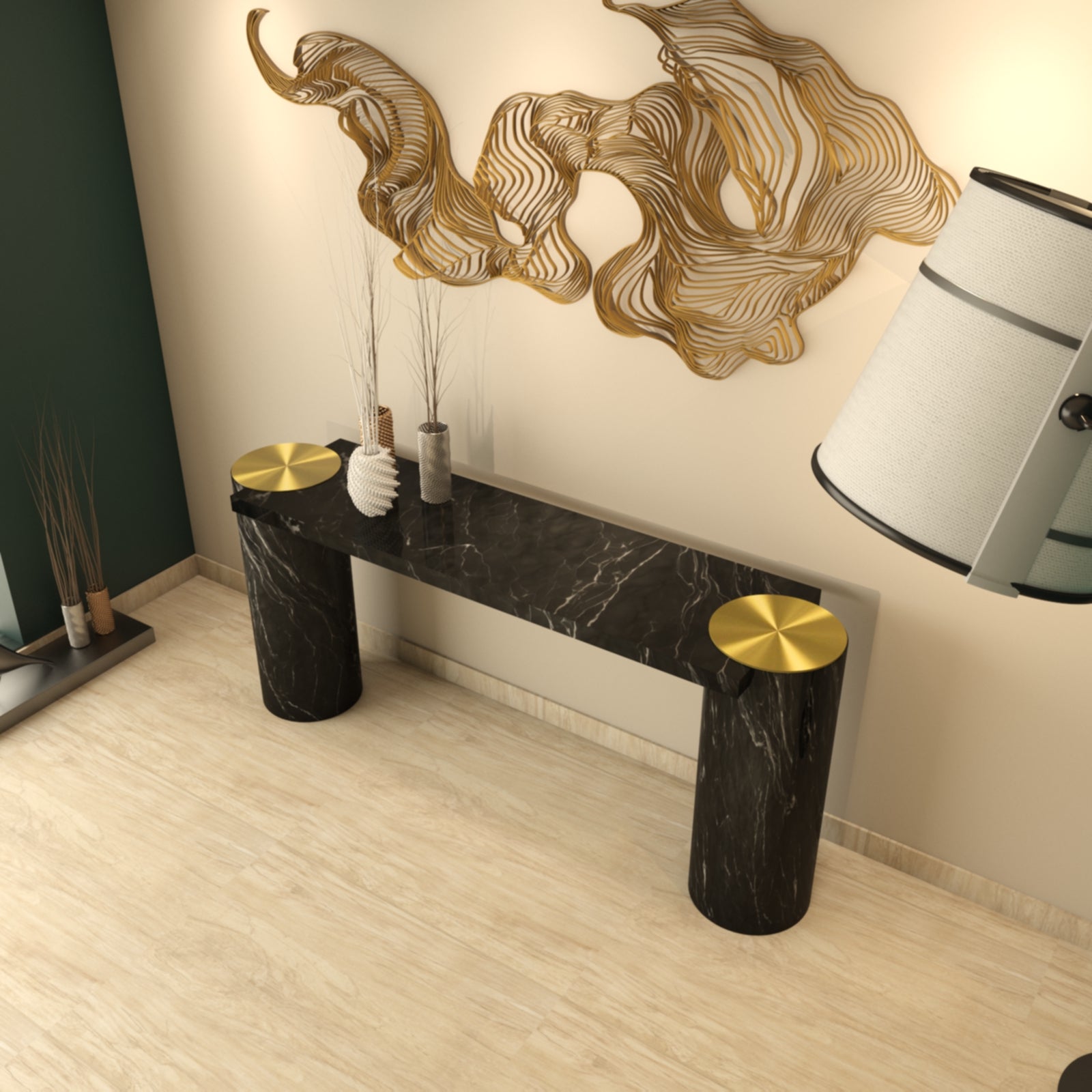 Natural Marble Console 165cm Table Dz463Dt-N -  Consoles - ebarza Furniture UAE | Shop Modern Furniture in Abu Dhabi & Dubai - مفروشات ايبازرا في الامارات | تسوق اثاث عصري وديكورات مميزة في دبي وابوظبي