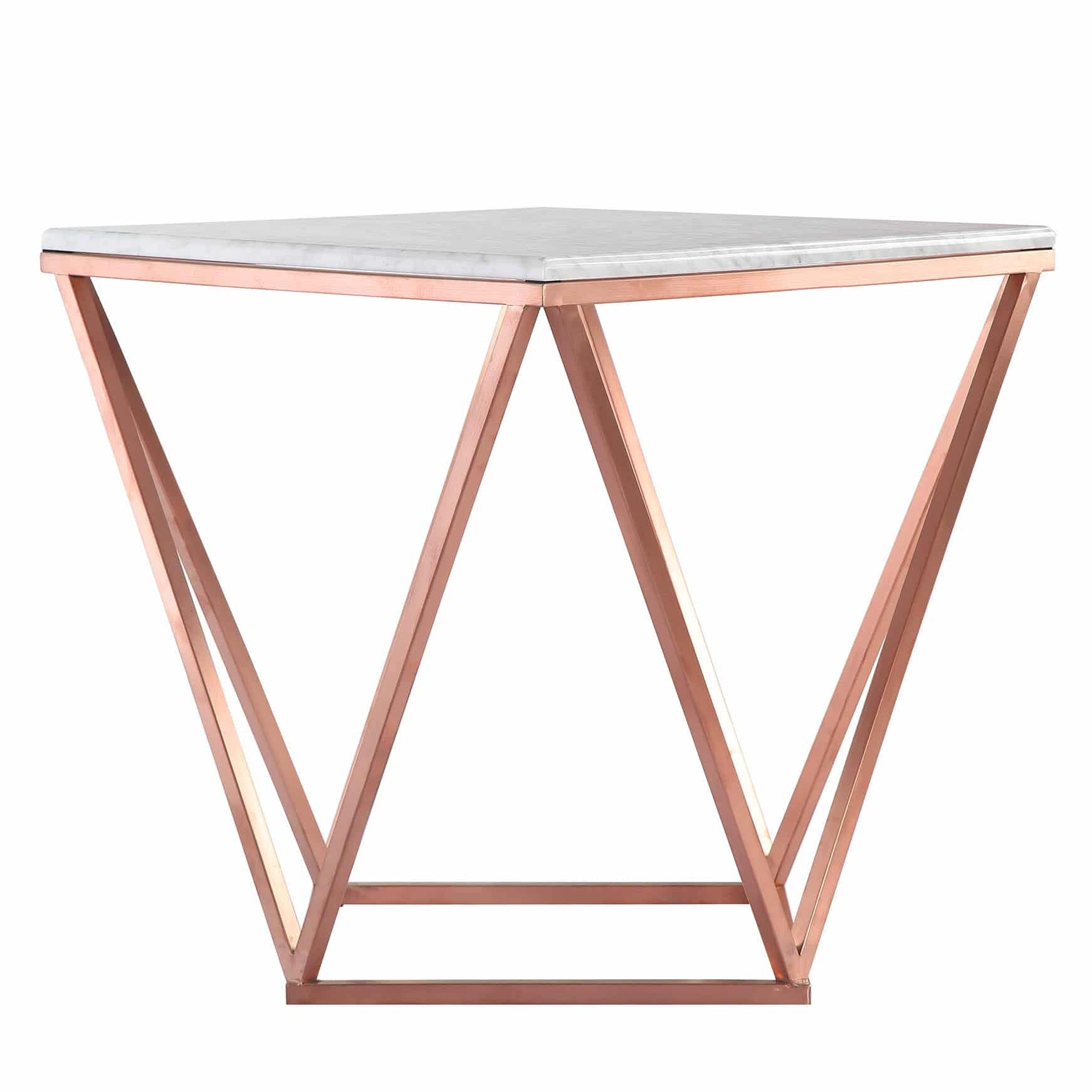 Natural Marble & Stainless Steel Table Bp8809- Rg -  Side Tables - ebarza Furniture UAE | Shop Modern Furniture in Abu Dhabi & Dubai - مفروشات ايبازرا في الامارات | تسوق اثاث عصري وديكورات مميزة في دبي وابوظبي