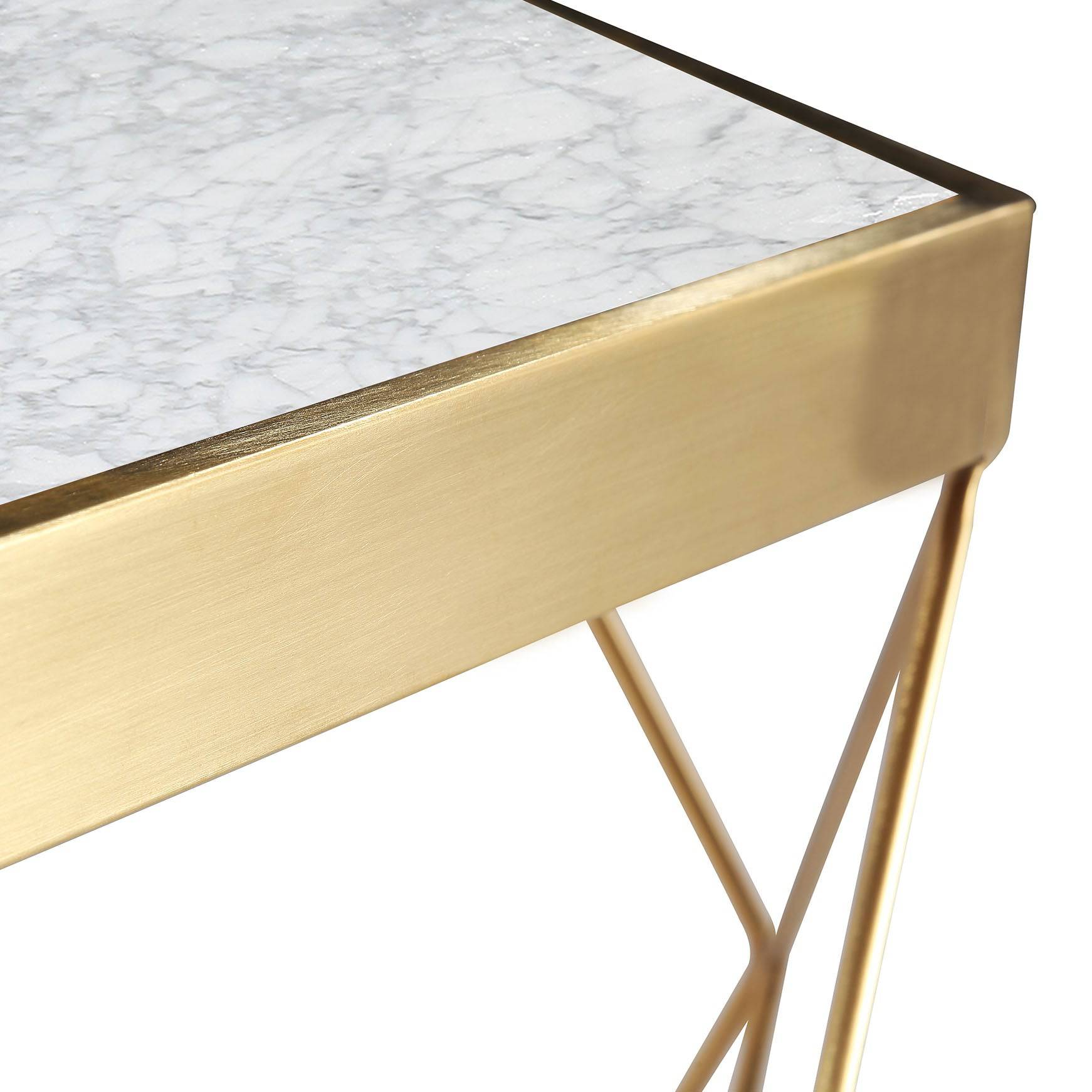 Natural Marble & Stainless Steel Table Bp8811-G-S -  Side Tables - ebarza Furniture UAE | Shop Modern Furniture in Abu Dhabi & Dubai - مفروشات ايبازرا في الامارات | تسوق اثاث عصري وديكورات مميزة في دبي وابوظبي