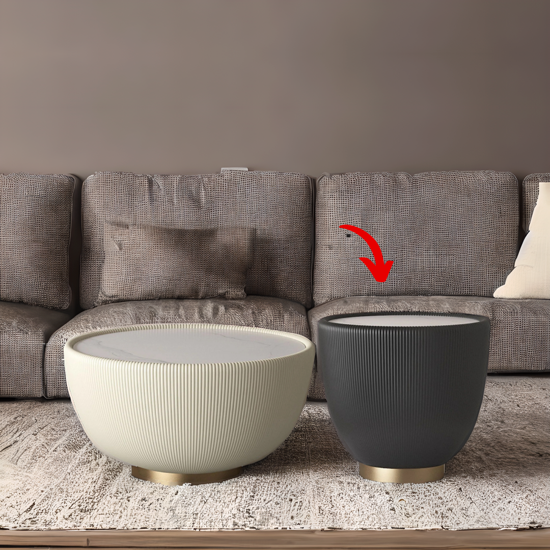 Neat Dark Grey & Sintered Stone Coffee Table MLL-D34DG -  Coffee tables - ebarza Furniture UAE | Shop Modern Furniture in Abu Dhabi & Dubai - مفروشات ايبازرا في الامارات | تسوق اثاث عصري وديكورات مميزة في دبي وابوظبي