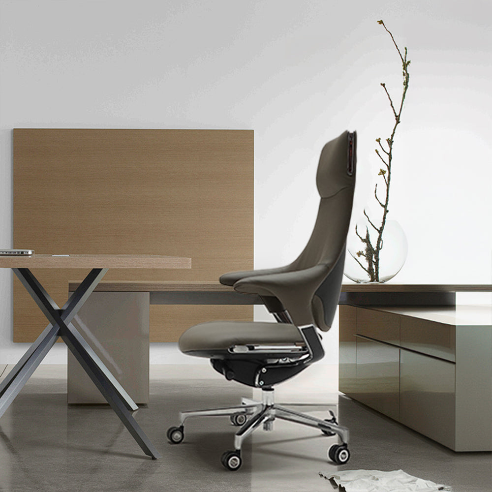 AS IS - Nigel Leather Office Chair with Wheels 8001HB -  DISPLAY ITEM - ebarza Furniture UAE | Shop Modern Furniture in Abu Dhabi & Dubai - مفروشات ايبازرا في الامارات | تسوق اثاث عصري وديكورات مميزة في دبي وابوظبي